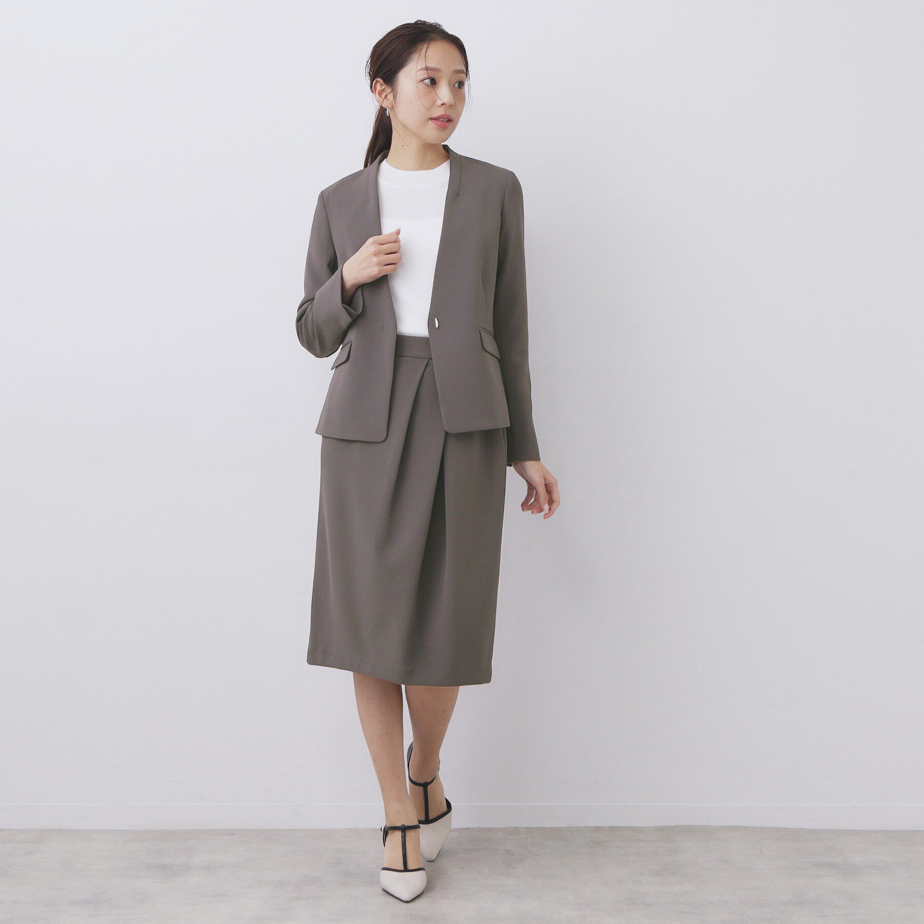 index「ストレッチノーカラージャケット/セットアップ対応【洗濯機OK/防シワ/イージーアイロン】」|ノーカラージャケット|