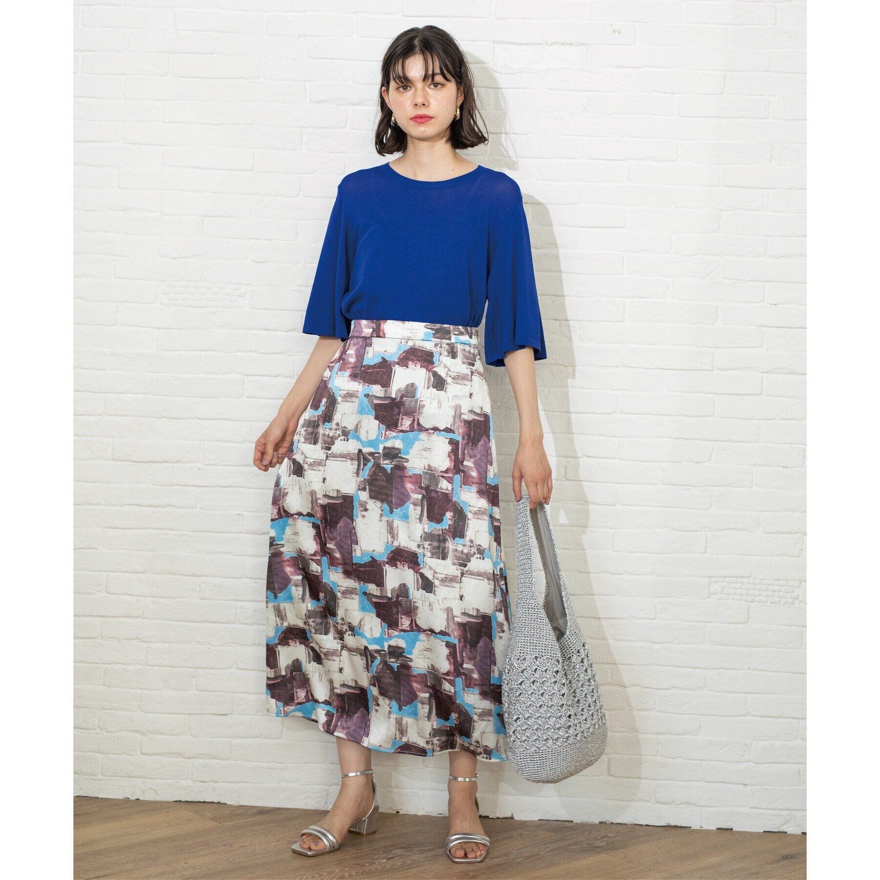 OPAQUE.CLIP「《6color》クールタッチフレアスリーブニット【洗濯機洗い可/UVケア/接触冷感/抗ピル】」|ニット・セーター|