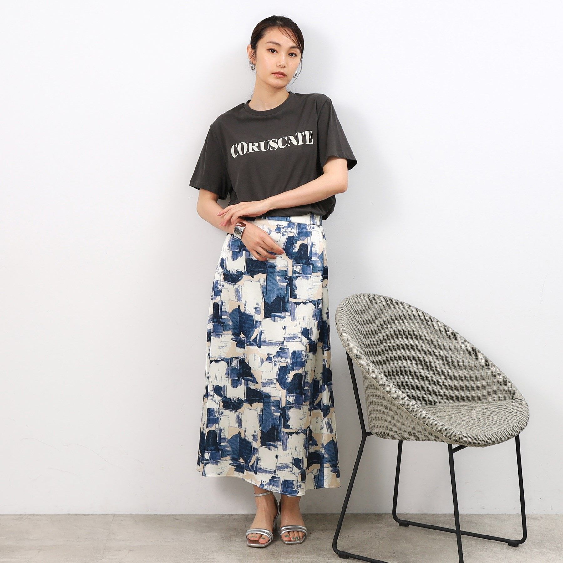 OPAQUE.CLIP「サイドスリットロゴTシャツ【洗濯機洗い可】」|Tシャツ・カットソー|