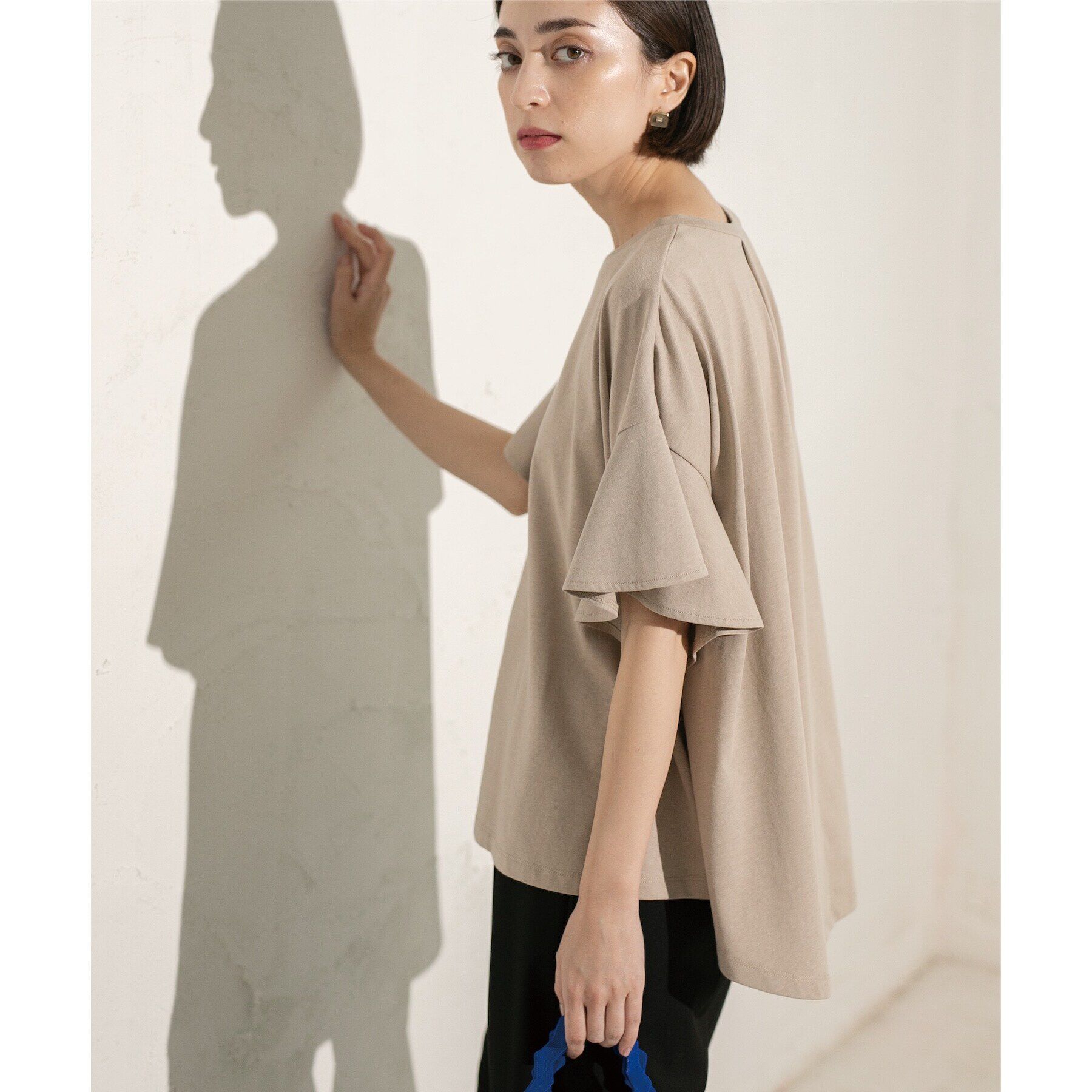 OPAQUE.CLIP「フリルスリーブカットソー【洗濯機洗い可】」|Tシャツ・カットソー|