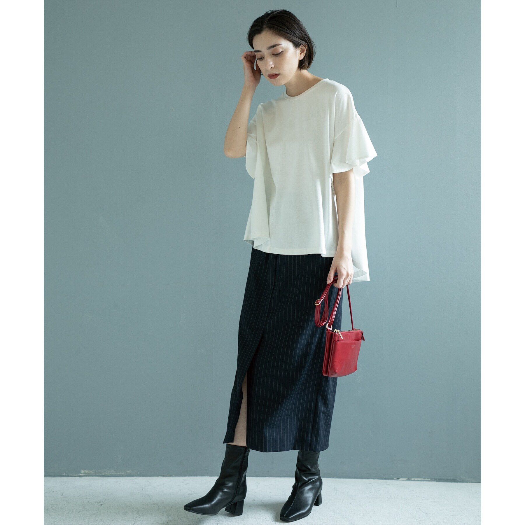 OPAQUE.CLIP「フリルスリーブカットソー【洗濯機洗い可】」|Tシャツ・カットソー|