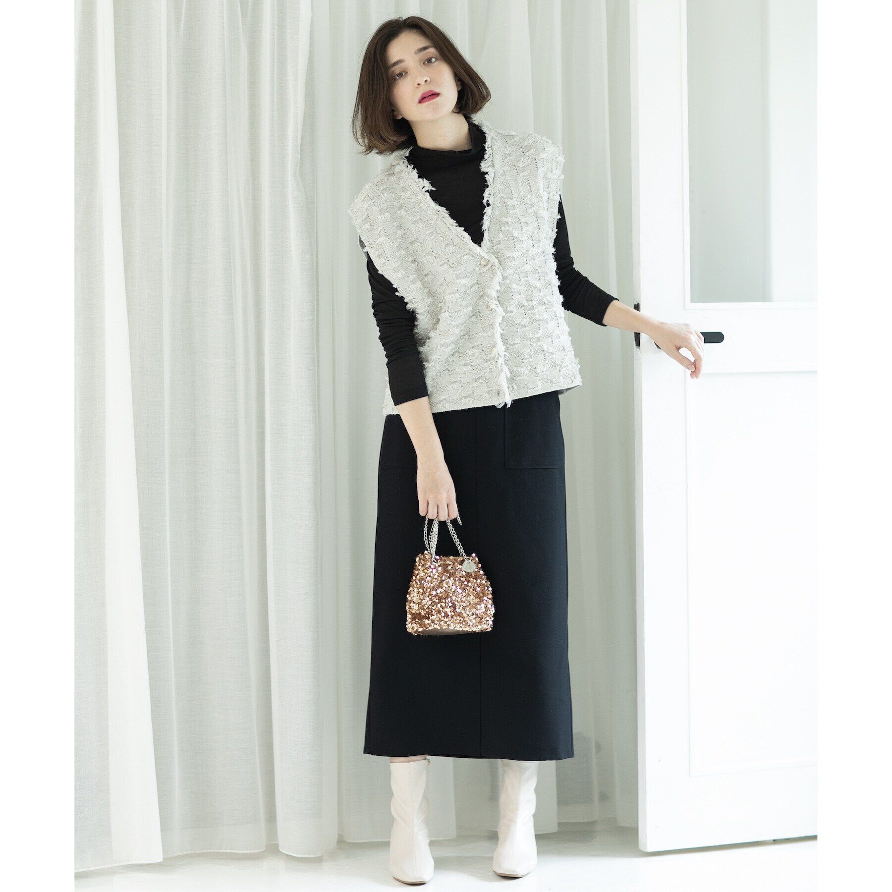 OPAQUE.CLIP「シアーガーゼハイネックカットソー／ネオサーモ【吸湿発熱/洗濯機洗い可】」|Tシャツ・カットソー|