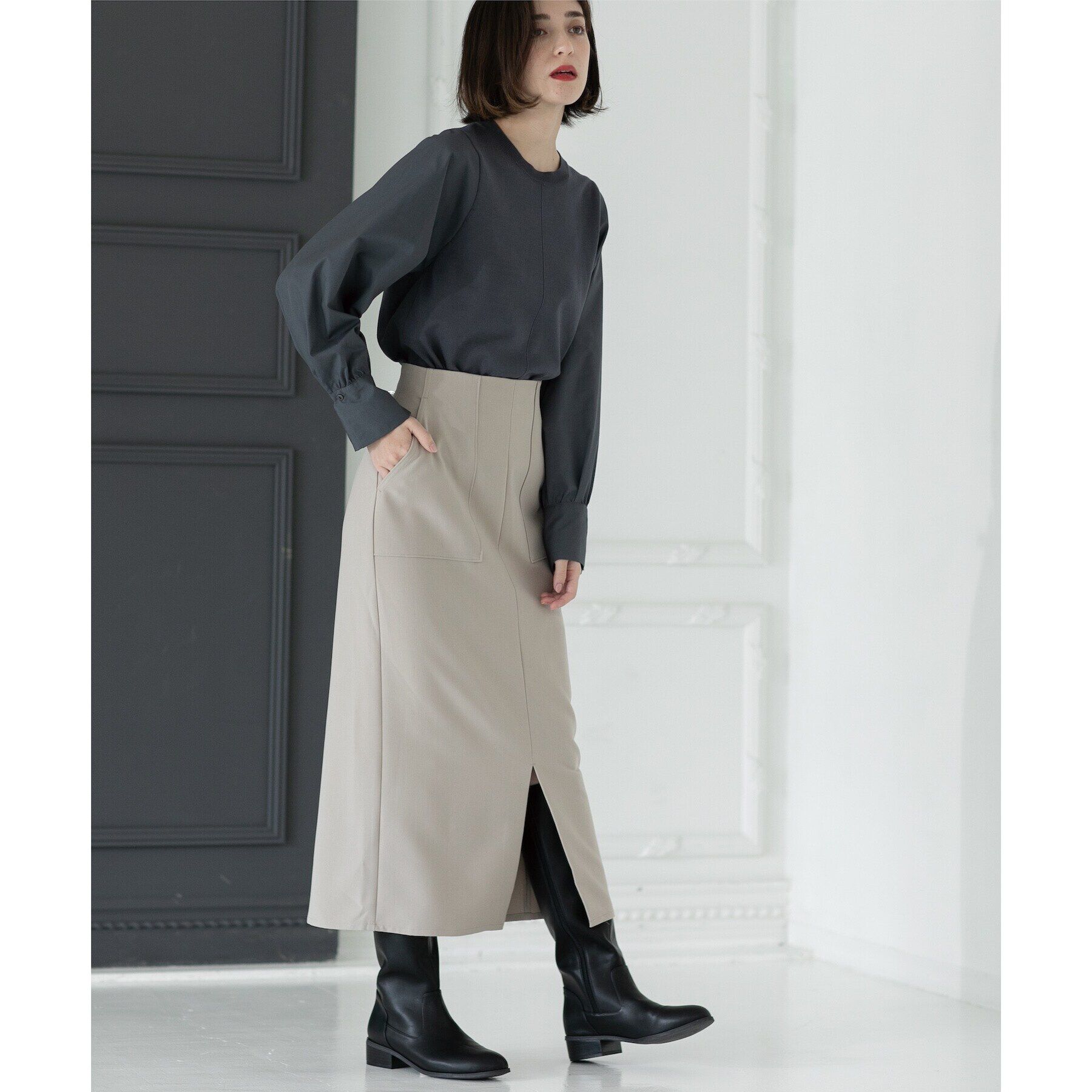 OPAQUE.CLIP「ストレッチタイトスカート【洗濯機洗い可】」|スカート|