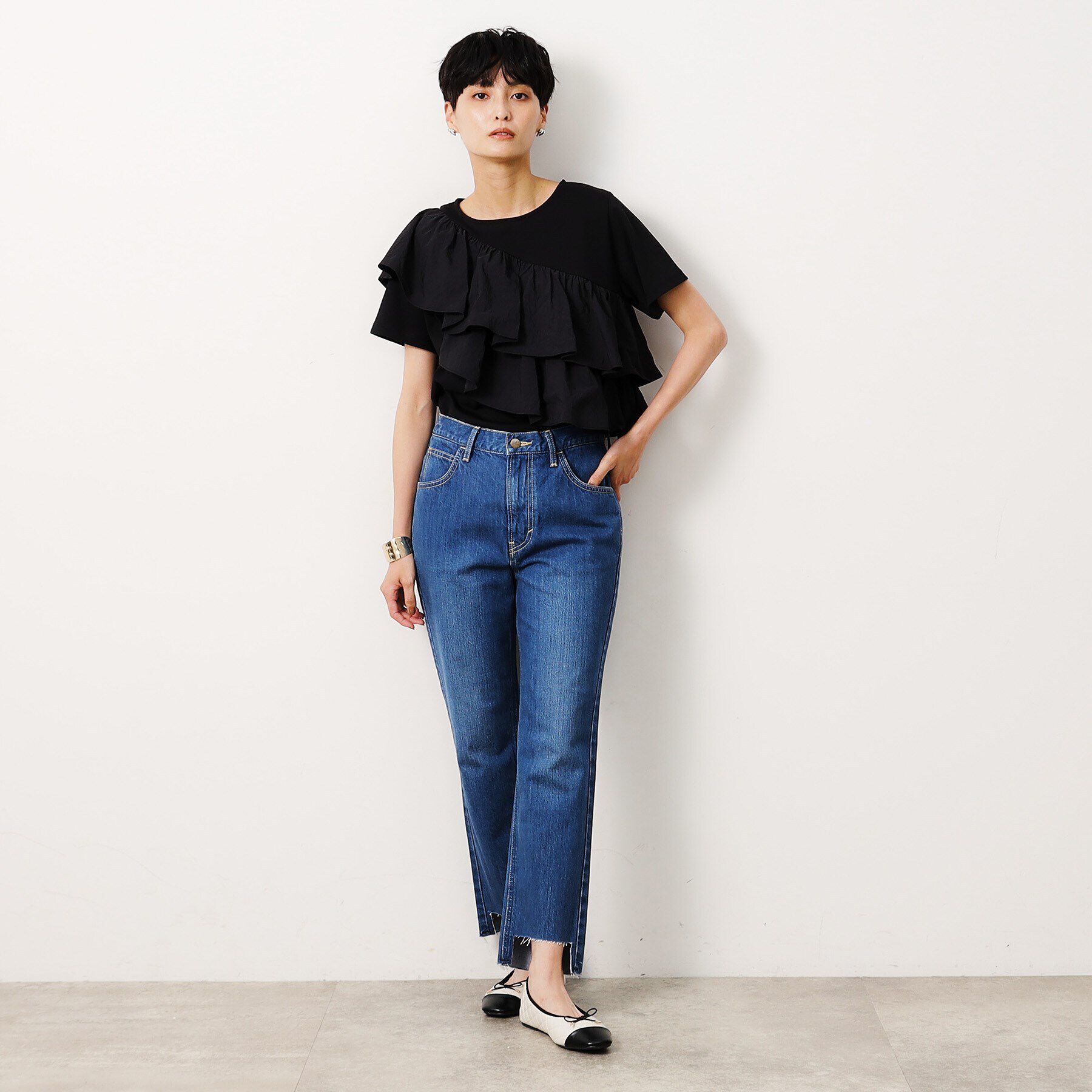 OPAQUE.CLIP「≪Lee別注≫ステップヘムテーパードデニムパンツ」|デニム|