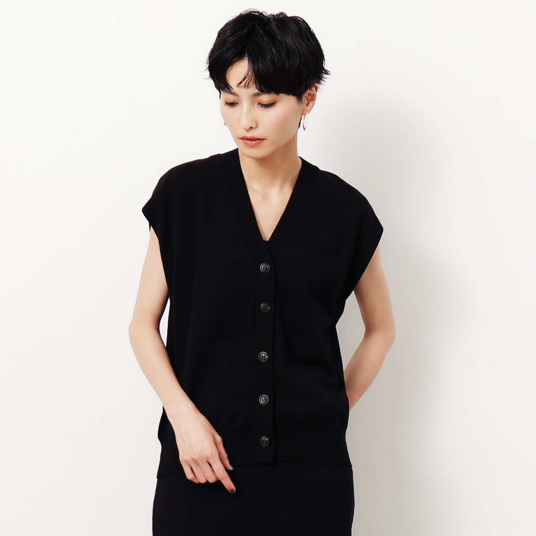 OPAQUE.CLIP「Vネックニットベスト/セットアップ対応【洗濯機洗い可】」|ベスト・ジレ|