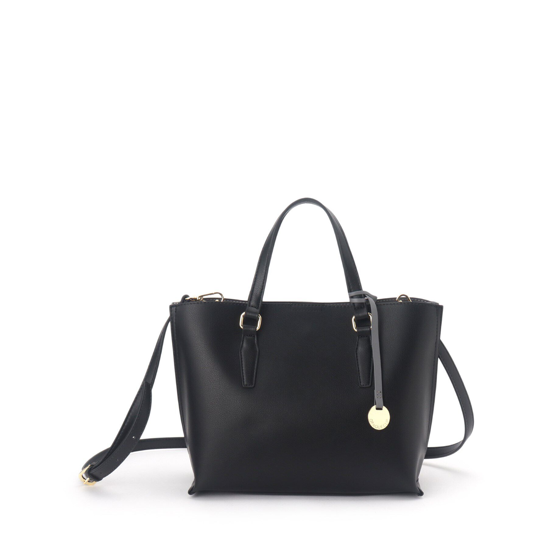 OPAQUE.CLIP「【2WAY／通勤対応】バイカラースムース合皮ミドルバッグ」|トートバッグ|ブラック(519)