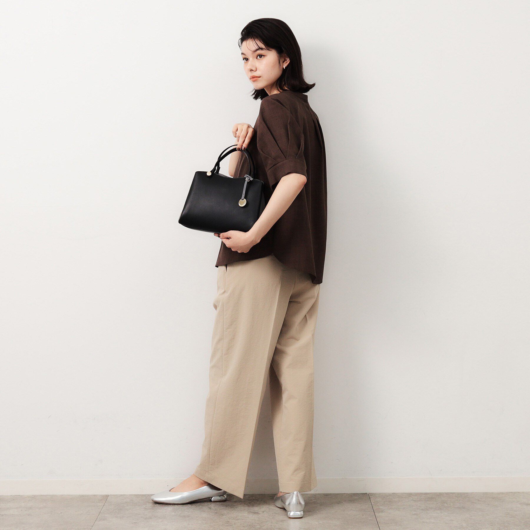 OPAQUE.CLIP「【2WAY】スムース合皮バイカラーミドルボストンバッグ」|ボストンバッグ|