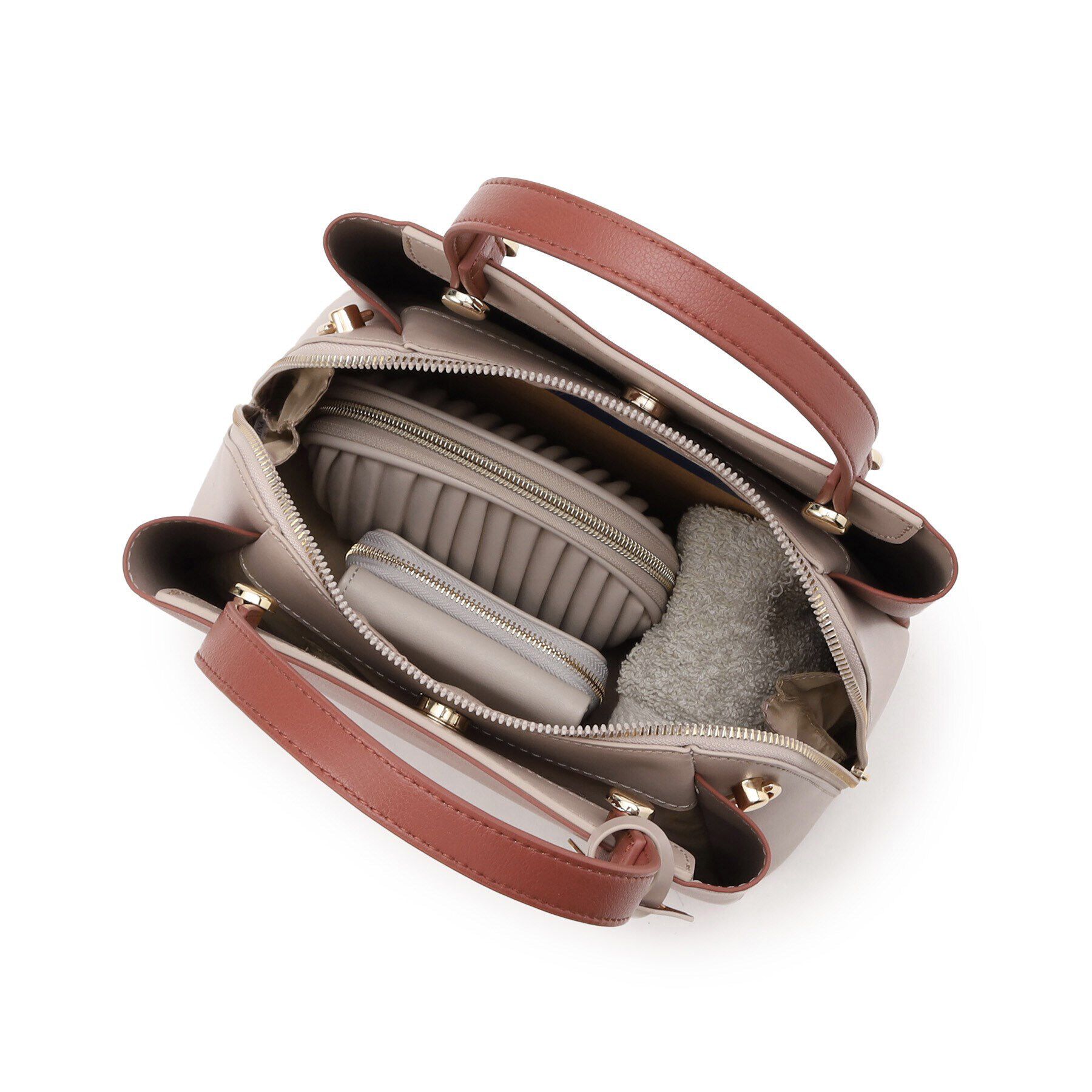 OPAQUE.CLIP「【2WAY】スムース合皮バイカラーミドルボストンバッグ」|ボストンバッグ|