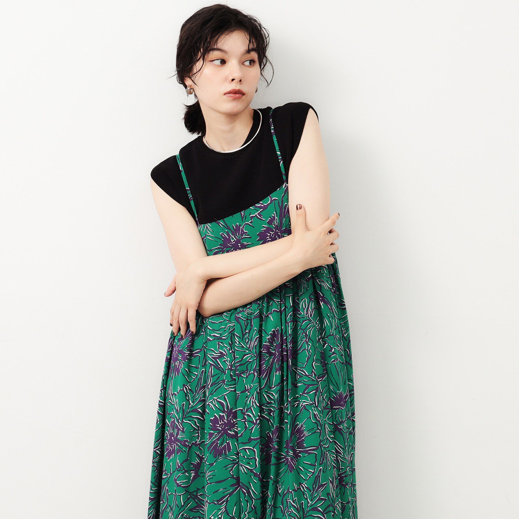 OPAQUE.CLIP「ビックフラワープリントキャミワンピース【洗える】」|ワンピース|