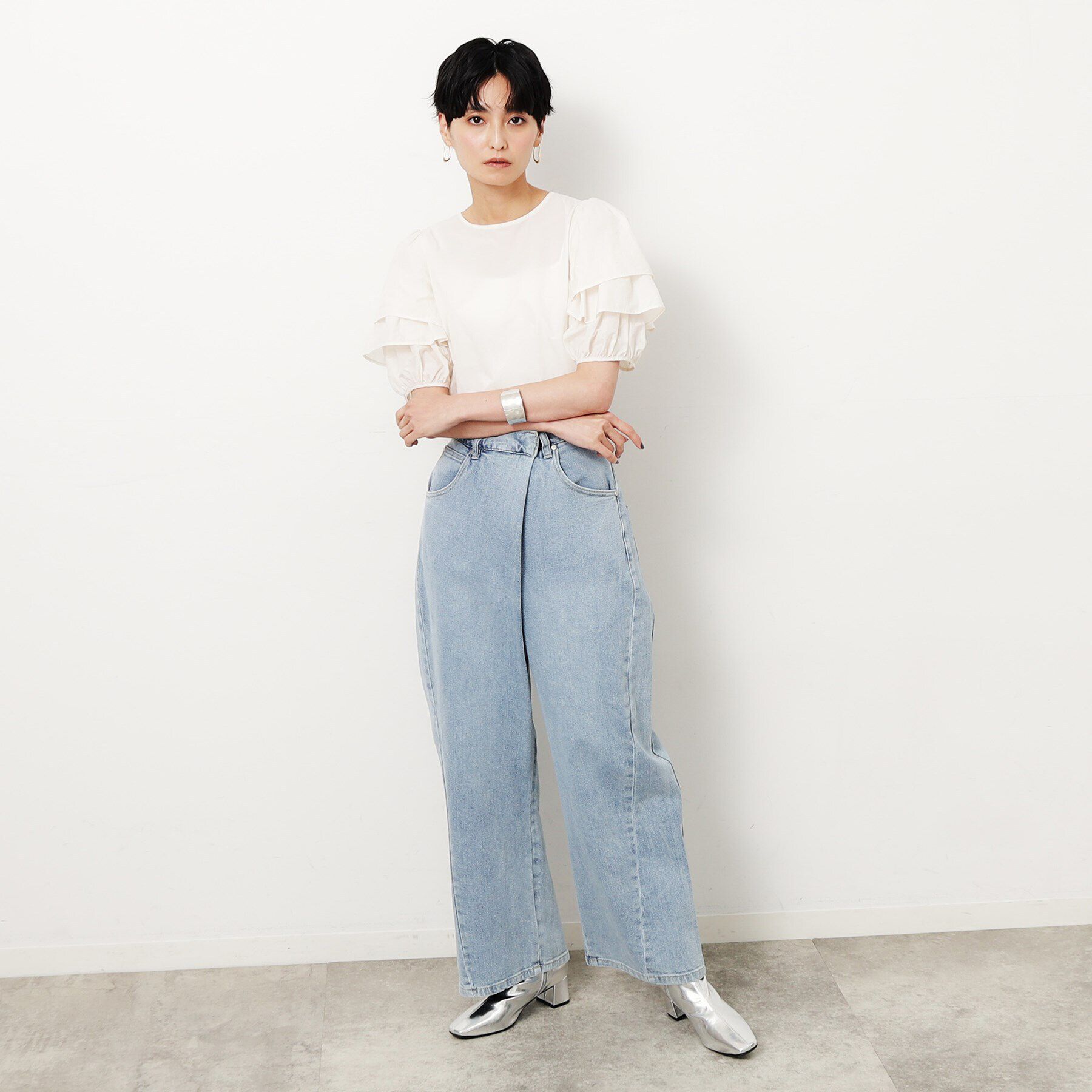 OPAQUE.CLIP「《美人百花掲載》フリル重ねスリーブブラウス【洗濯機洗い可】」|シャツ・ブラウス|