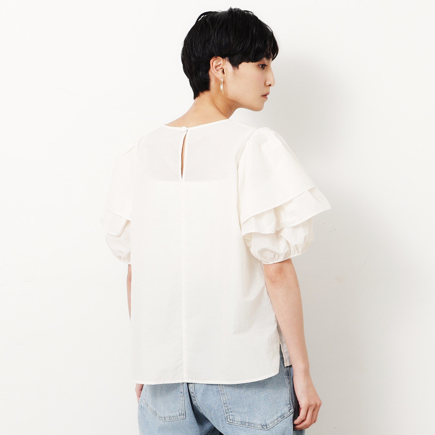 OPAQUE.CLIP「《美人百花掲載》フリル重ねスリーブブラウス【洗濯機洗い可】」|シャツ・ブラウス|