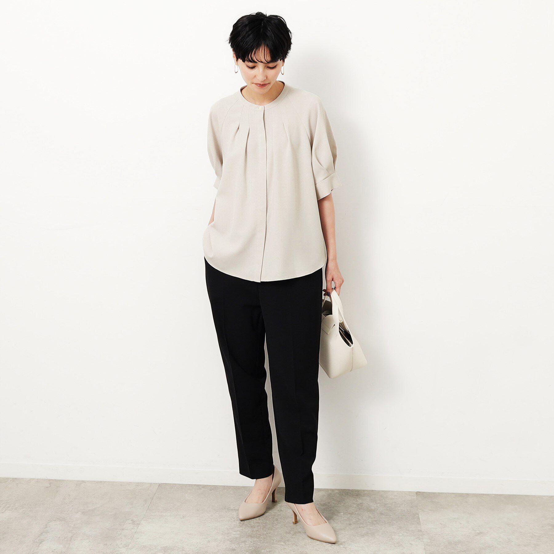 OPAQUE.CLIP「リネンライク タックデザインブラウス【洗濯機洗い可】」|シャツ・ブラウス|