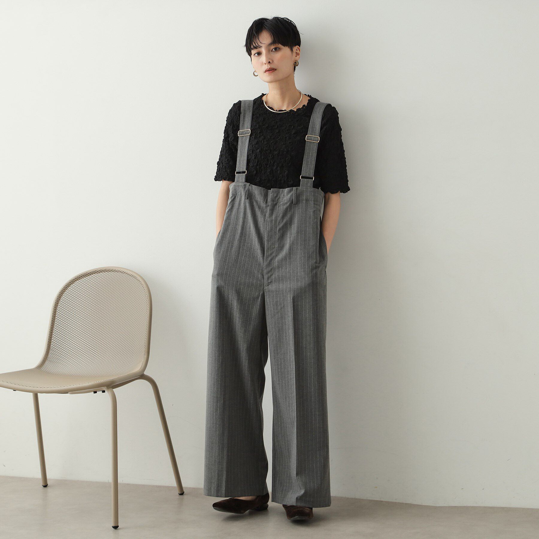 OPAQUE.CLIP「シャーリングレース5分袖カットソー【洗濯機洗い可】」|Tシャツ・カットソー|