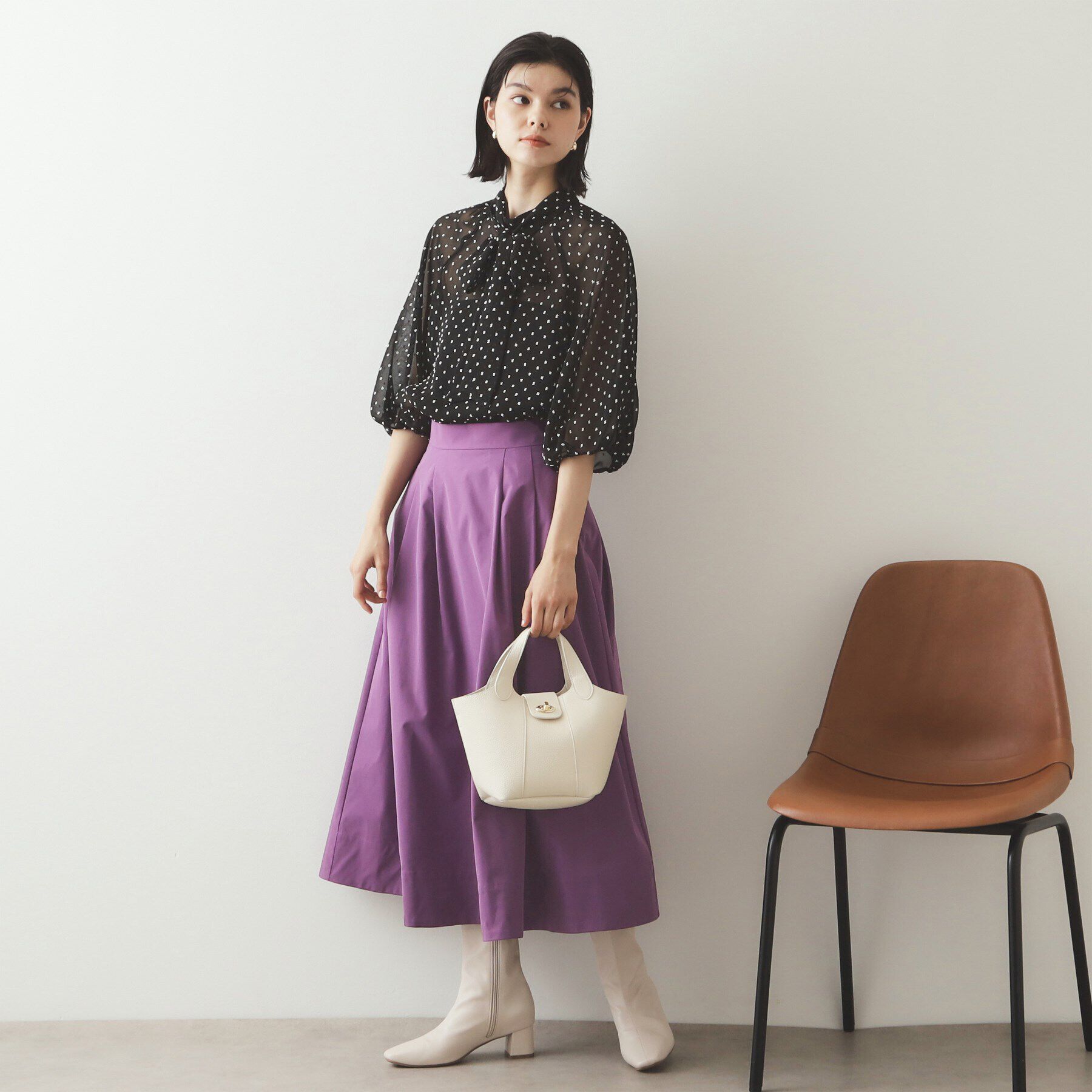 OPAQUE.CLIP「メモリータフタ フレアスカート【洗濯機洗い可】」|スカート|