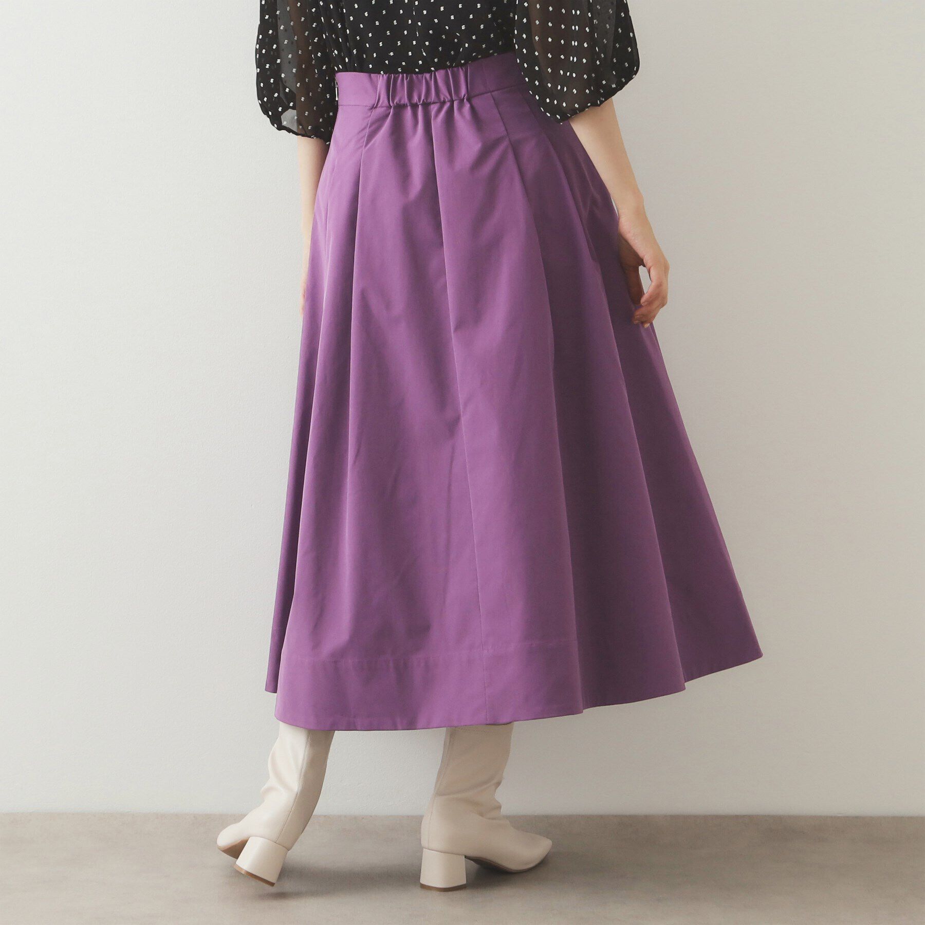 OPAQUE.CLIP「メモリータフタ フレアスカート【洗濯機洗い可】」|スカート|