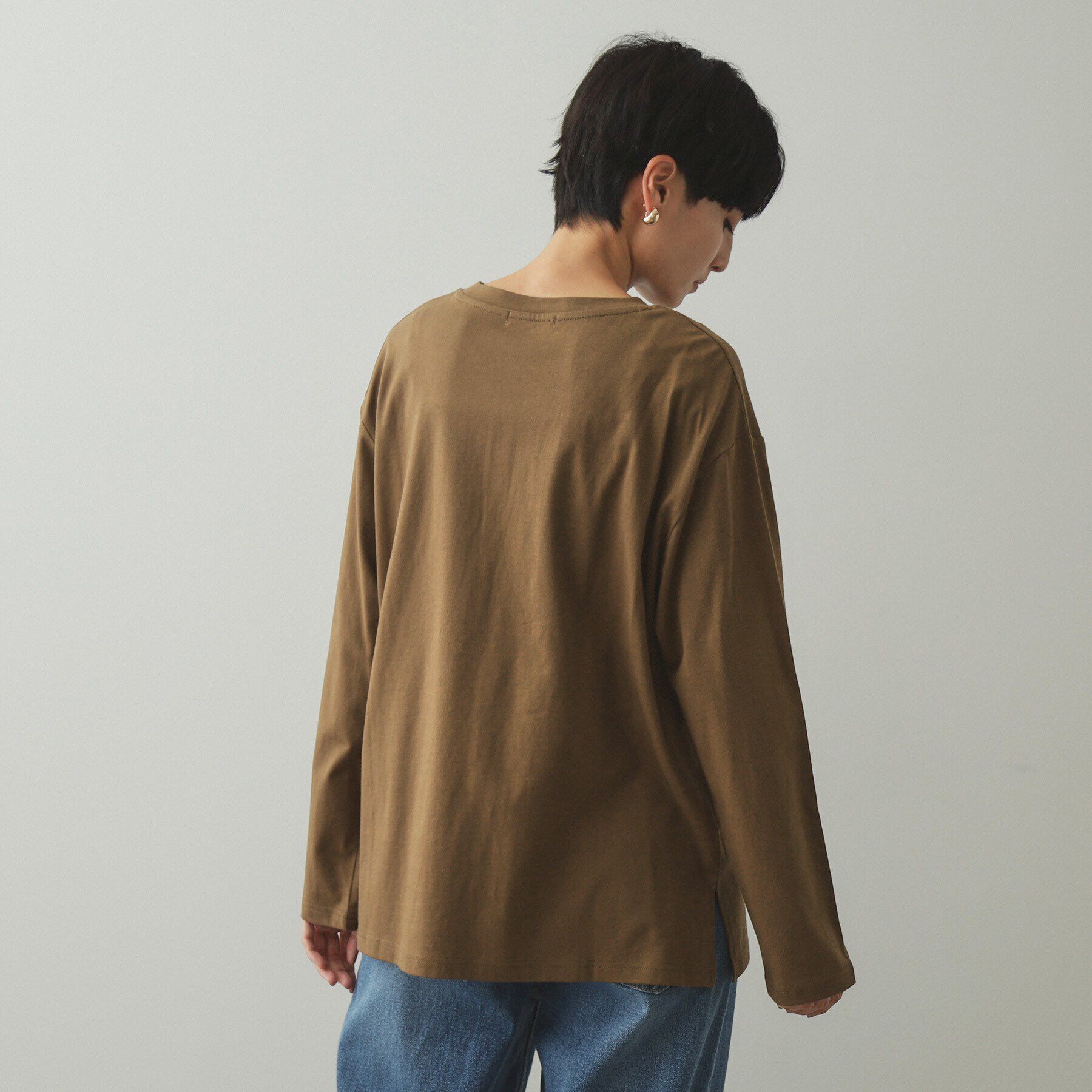 OPAQUE.CLIP「箔ロゴプリント ロングTシャツ【洗濯機洗い可】」|Tシャツ・カットソー|