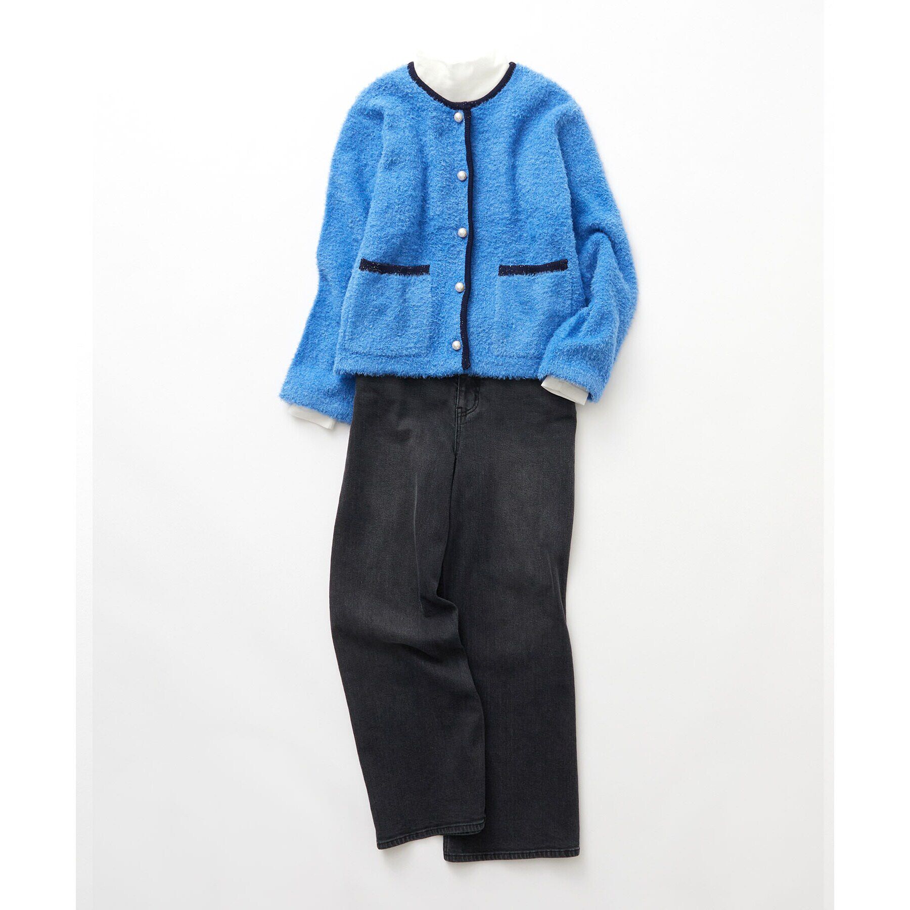 OPAQUE.CLIP「《美人百花掲載》ブークレ配色ニットカーディガン【洗濯機洗い可】」|カーディガン|