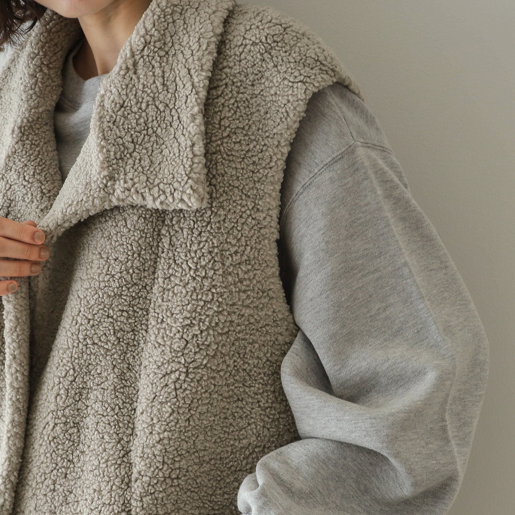 OPAQUE.CLIP「【リバーシブル】ボア&times;レザー調ベスト」|ベスト・ジレ|