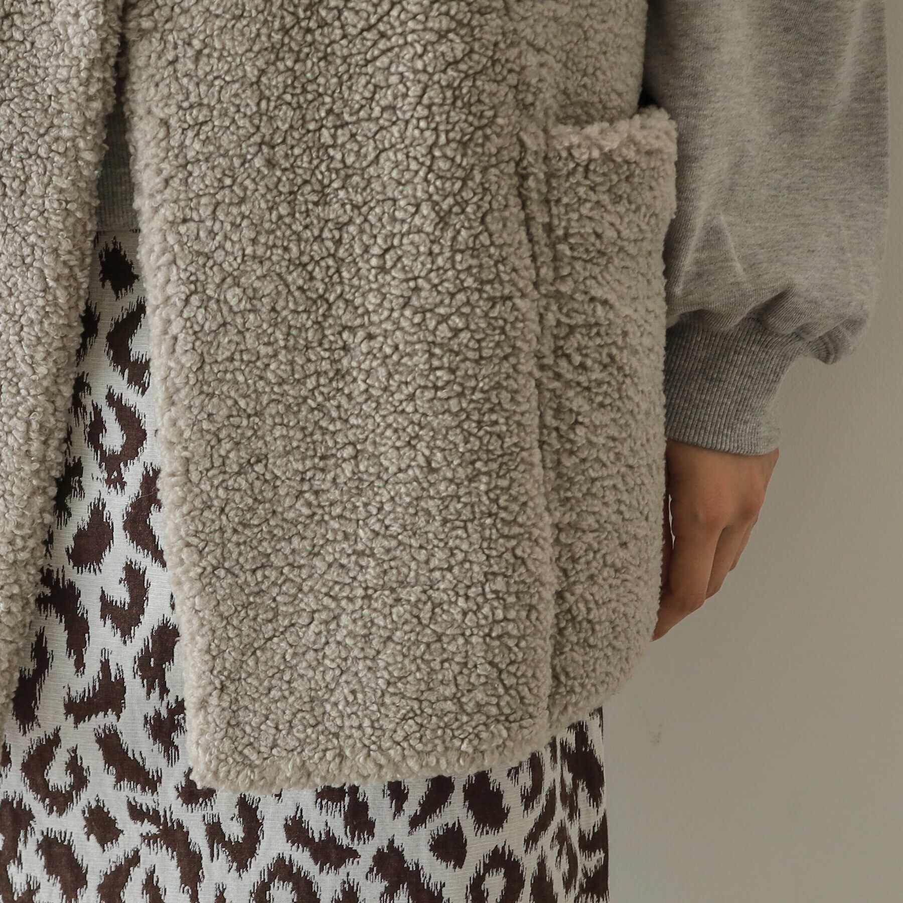 OPAQUE.CLIP「【リバーシブル】ボア&times;レザー調ベスト」|ベスト・ジレ|