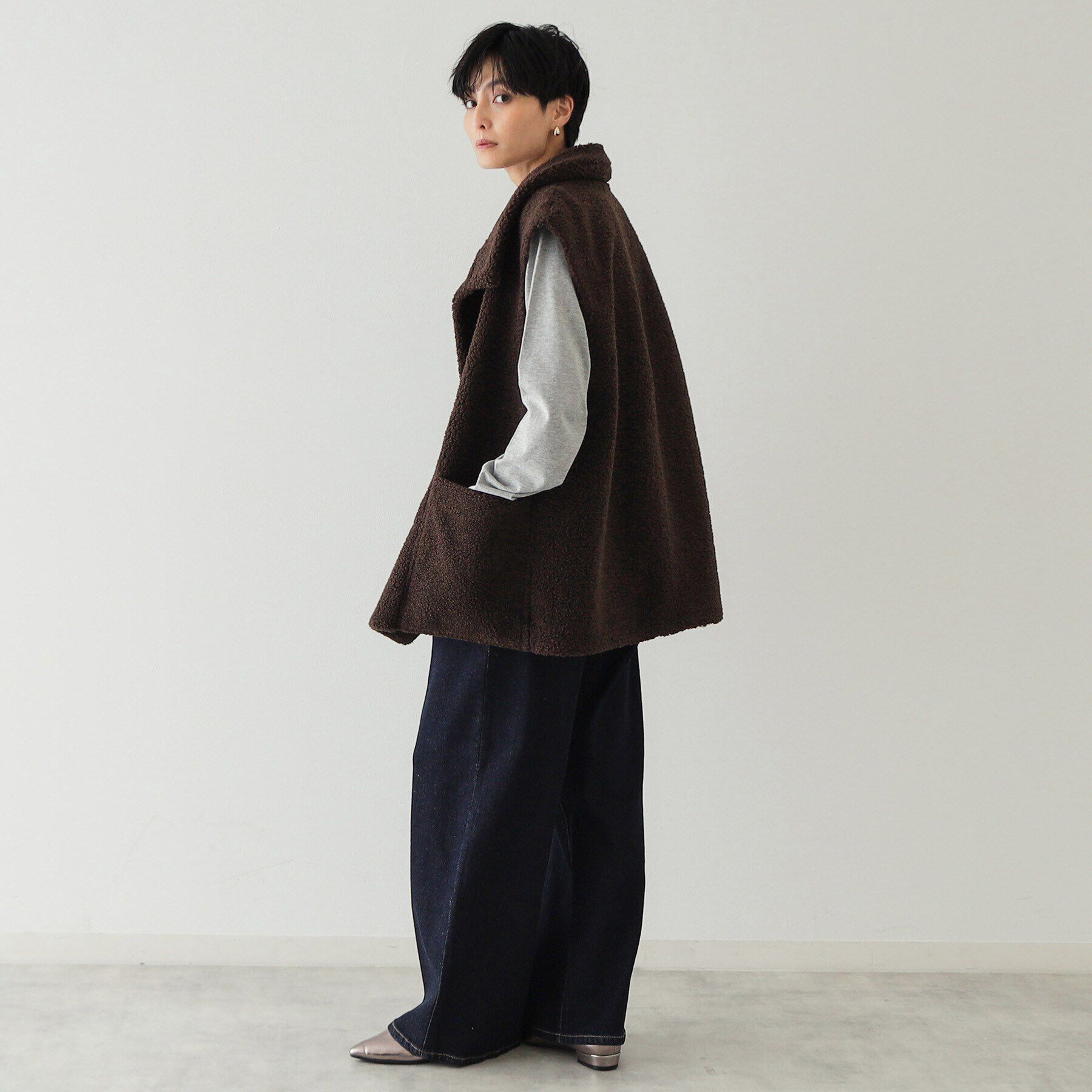 OPAQUE.CLIP「【リバーシブル】ボア&times;レザー調ベスト」|ベスト・ジレ|