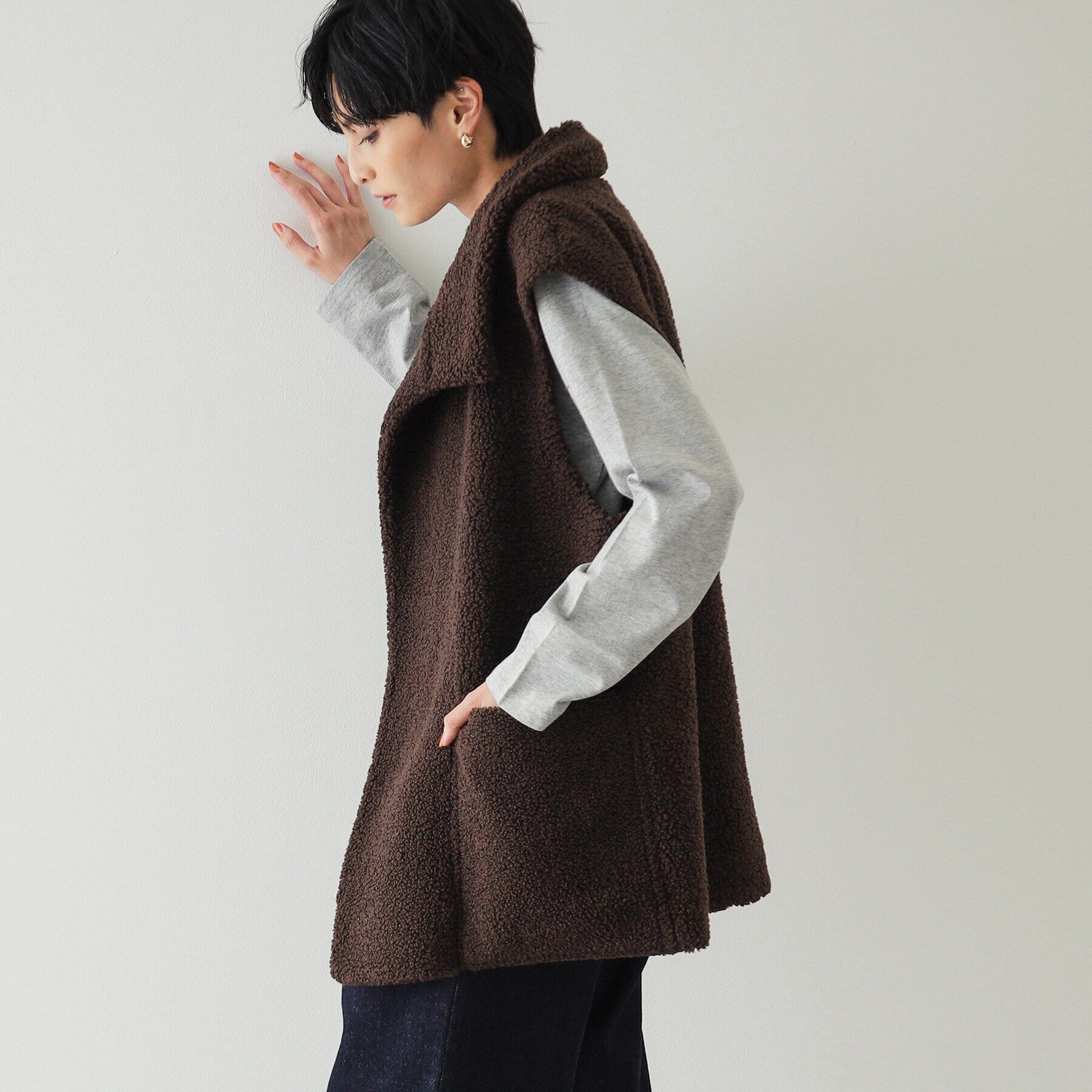 OPAQUE.CLIP「【リバーシブル】ボア&times;レザー調ベスト」|ベスト・ジレ|