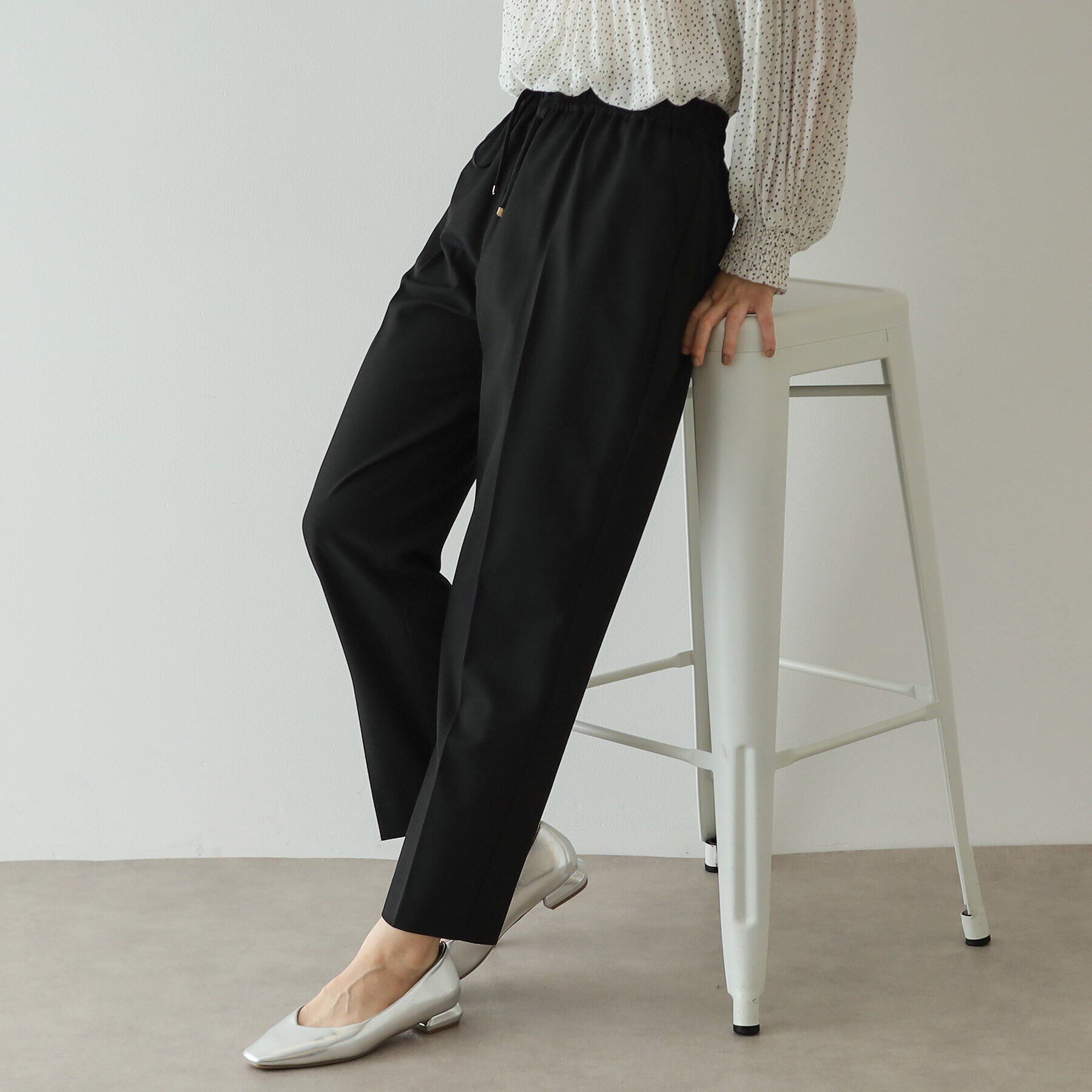 OPAQUE.CLIP「《SS-LLsize》裏起毛ストレッチイージーテーパードパンツ【蓄熱素材/洗濯機洗い可】」|その他|ブラック(019)