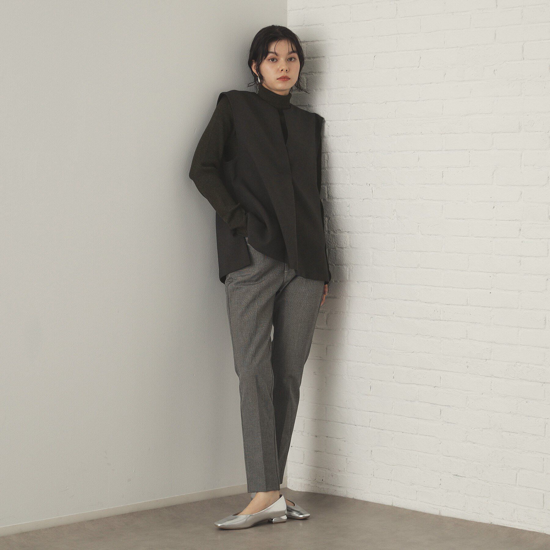 OPAQUE.CLIP「《ツインセット》スキッパーベスト&times;リブタートルニット【洗濯機洗い可】」|その他|