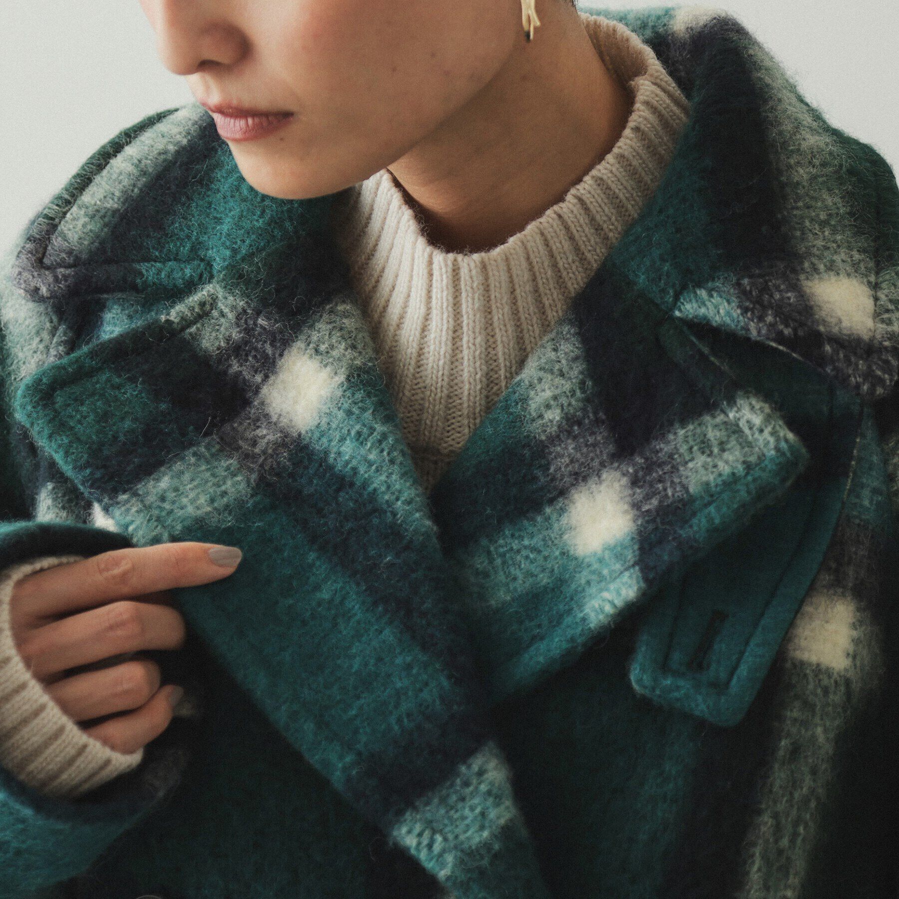 OPAQUE.CLIP「《美人百花掲載》ビックチェック ミドルPコート」|ピーコート|