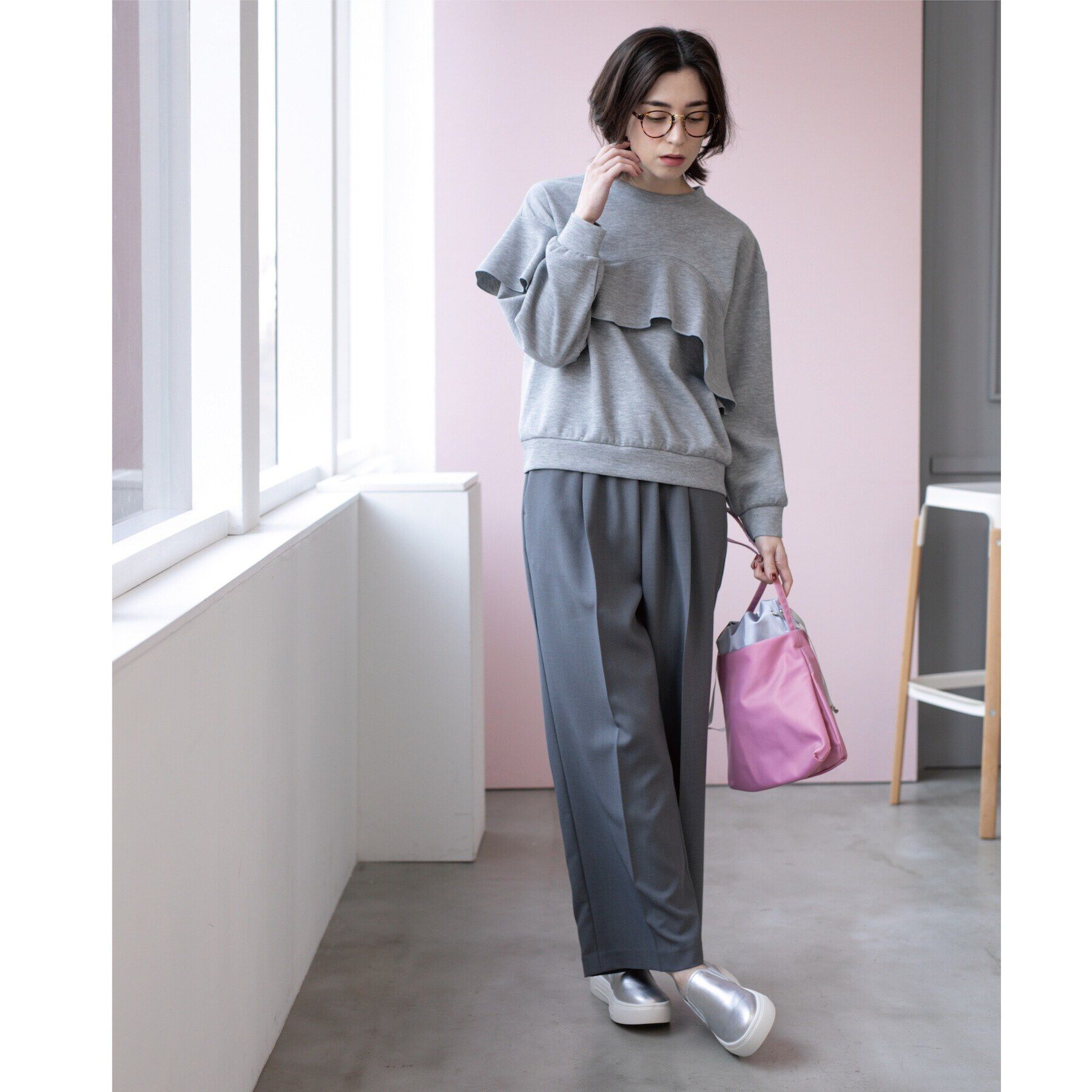 OPAQUE.CLIP「フリルアシメトップス【洗濯機洗い可】」|Tシャツ・カットソー|