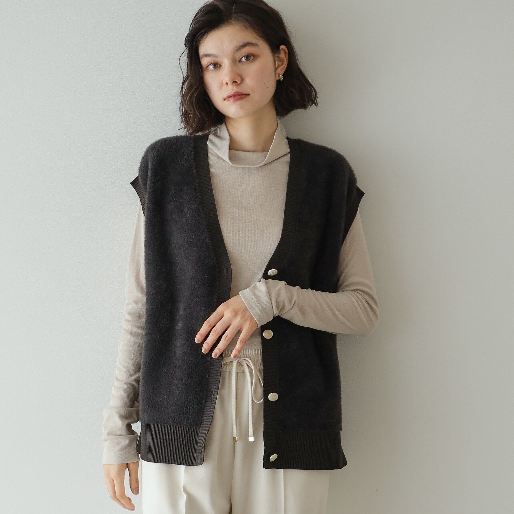 OPAQUE.CLIP「フェザーヤーンニットベスト【洗濯機洗い可】」|ベスト・ジレ|