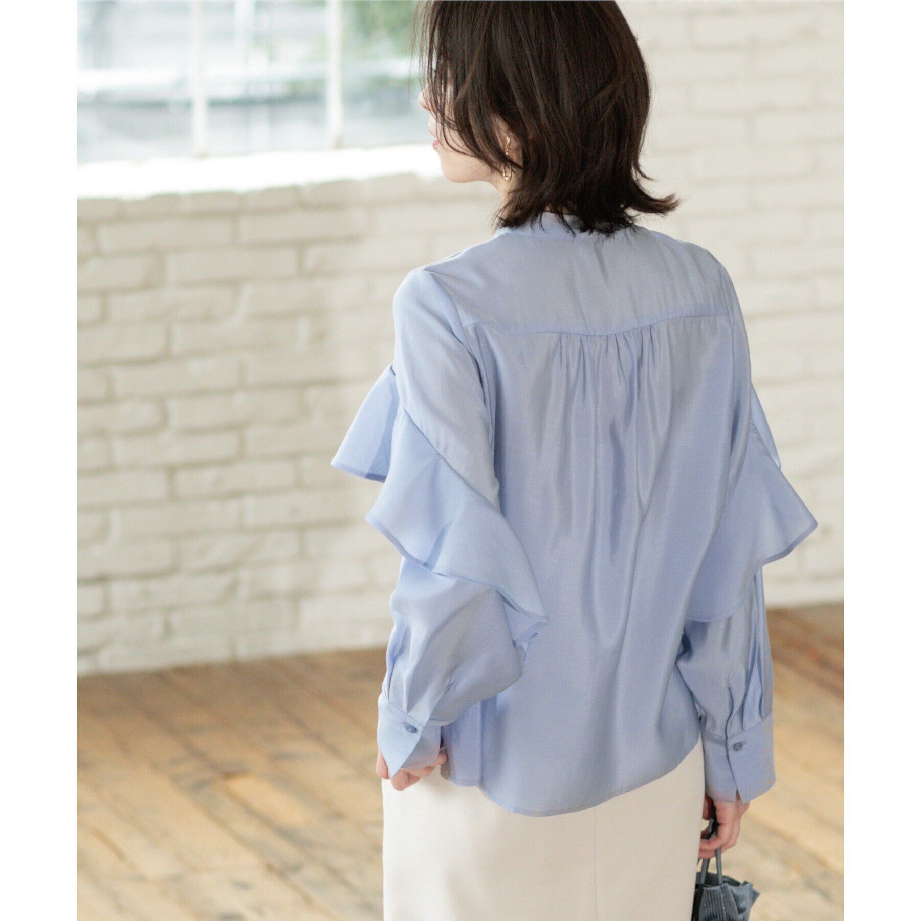 OPAQUE.CLIP「シアーフリルブラウス【洗濯機洗い可】」|シャツ・ブラウス|