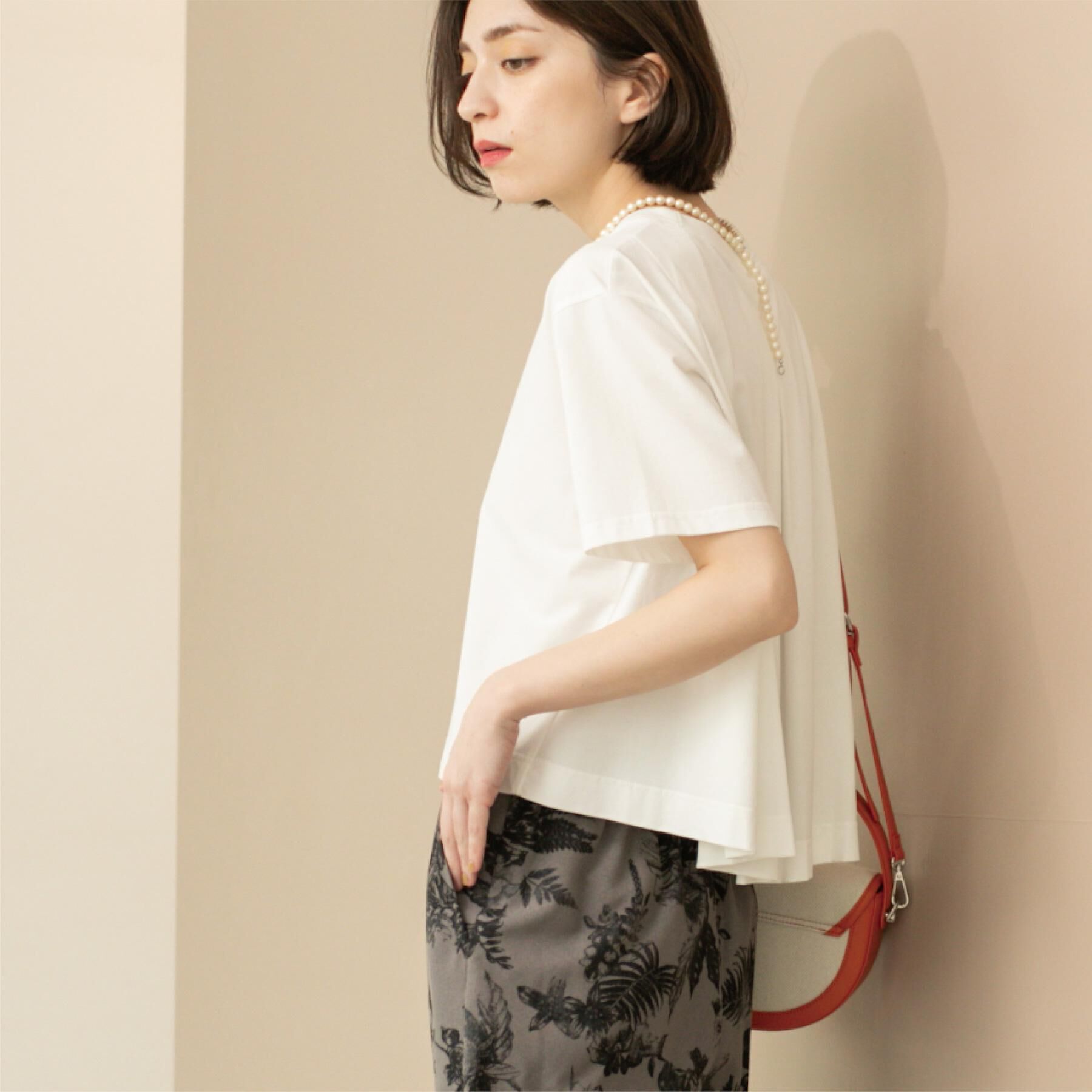 OPAQUE.CLIP「バックフレアショートTシャツ【洗濯機洗い可】」|Tシャツ・カットソー|