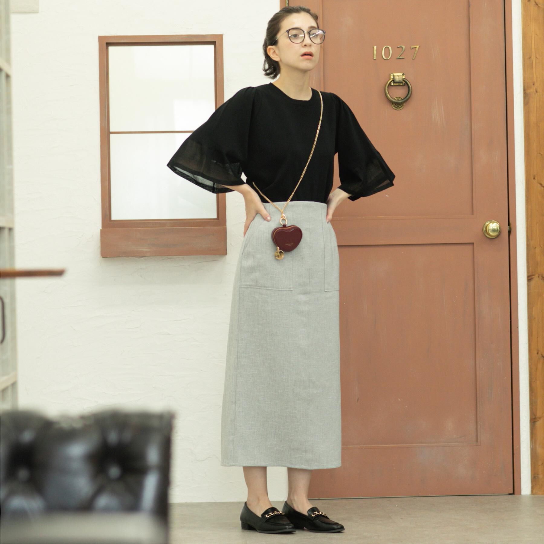 OPAQUE.CLIP「《美人百花掲載》ストレッチリネンライクタイトスカート【洗濯機洗い可】」|スカート|