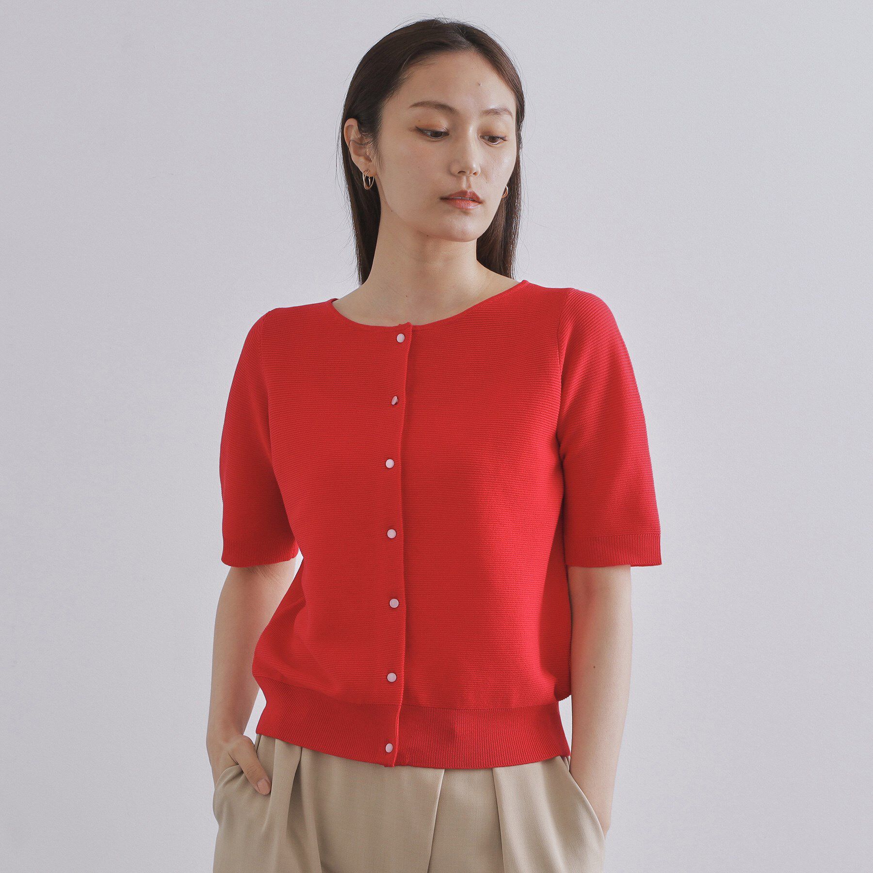 OPAQUE.CLIP「ガーダーニットカーディガン【UVケア/洗濯機洗い可】」|カーディガン|