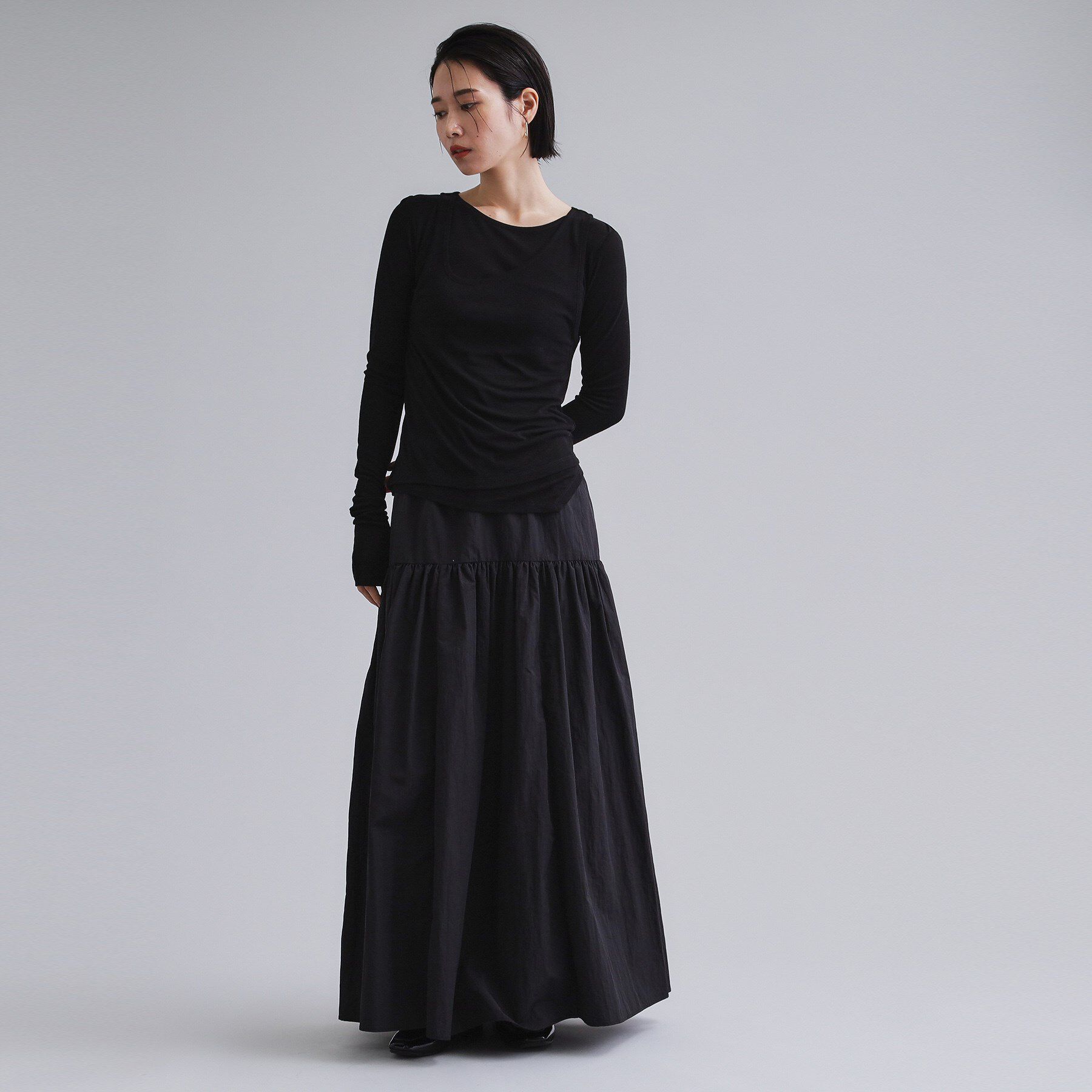 OPAQUE.CLIP「【es】シアーリブアシメレイヤードカットソー」|Tシャツ・カットソー|