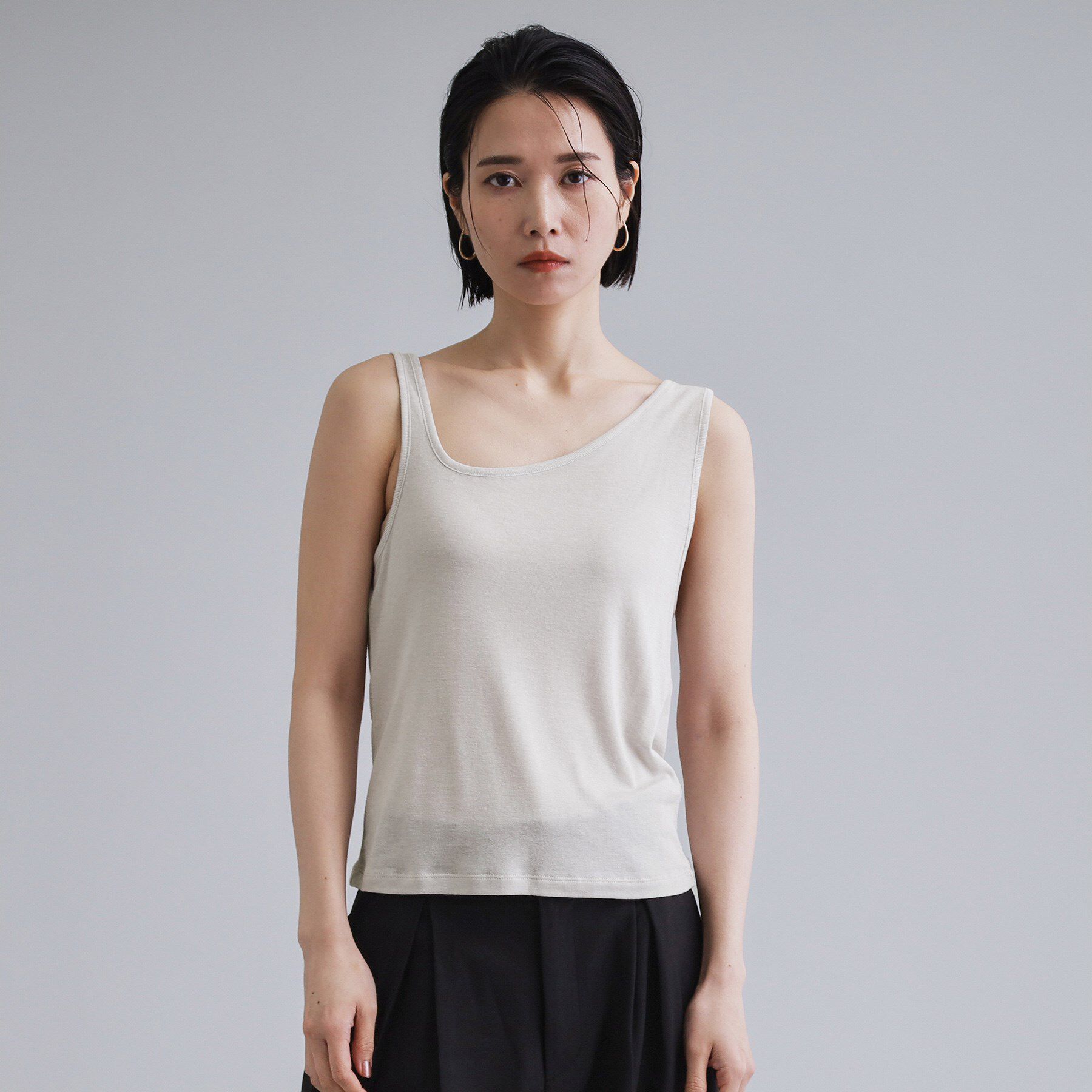 OPAQUE.CLIP「【es】シアーリブアシメレイヤードカットソー」|Tシャツ・カットソー|