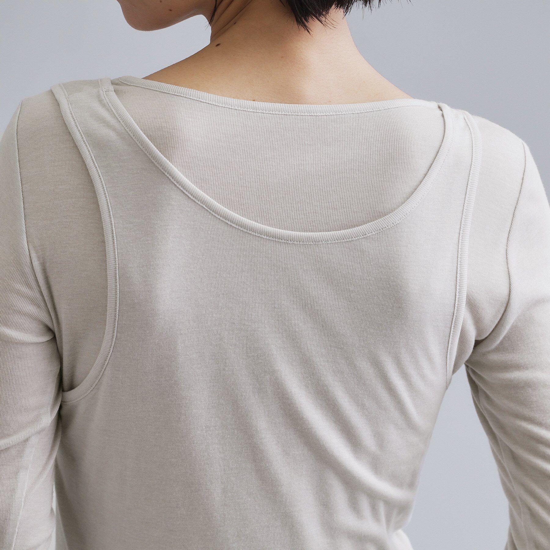 OPAQUE.CLIP「【es】シアーリブアシメレイヤードカットソー」|Tシャツ・カットソー|