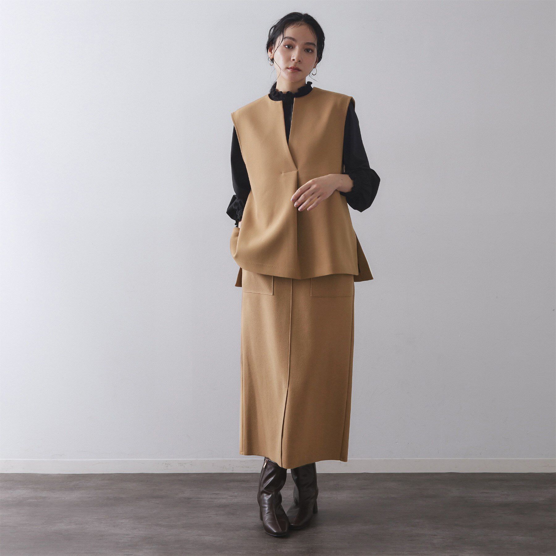 OPAQUE.CLIP「《ツインセット》ベスト&times;リブニット【洗濯機OK】」|その他|