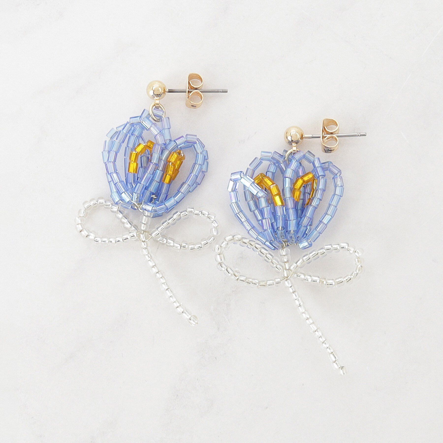 Couture broach「フラワービーズピアス」|ピアス|ブルー(092)