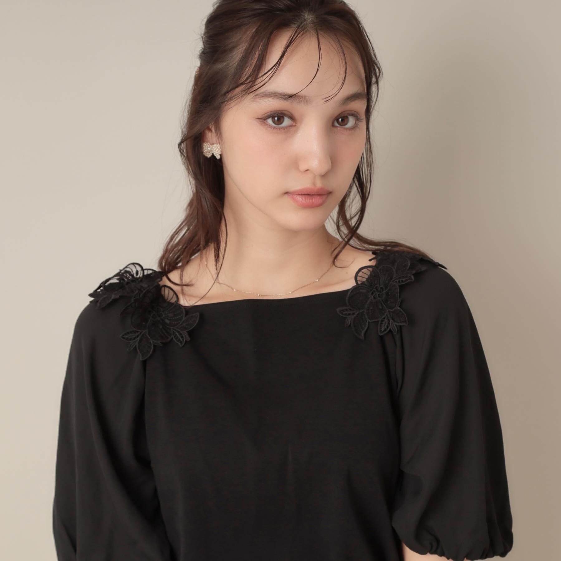 Couture broach「【マシンウォッシャブル・UVケア・接触冷感】ラグランレースドッキングカットソー」|Tシャツ・カットソー|