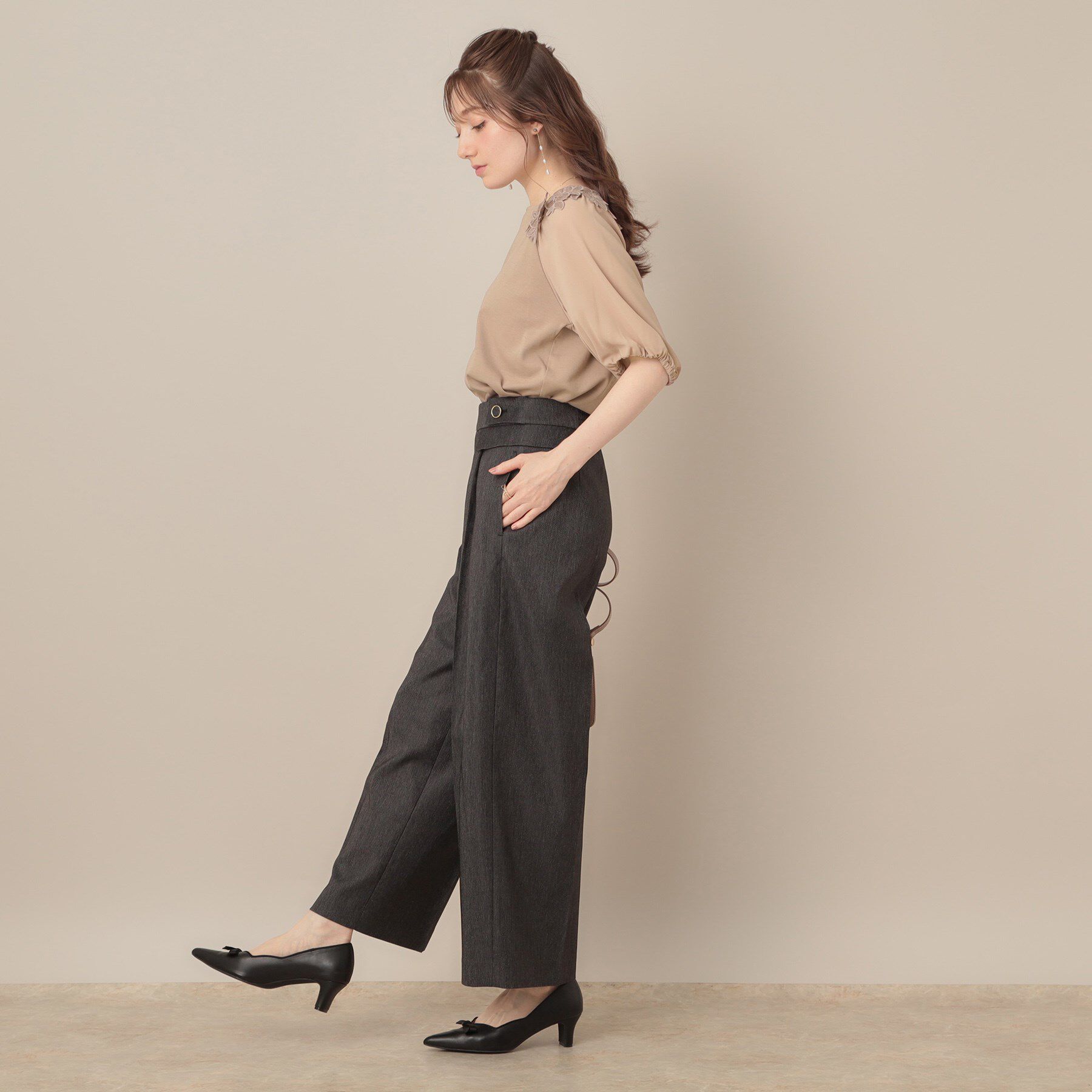 Couture broach「【マシンウォッシャブル・UVケア・接触冷感】ラグランレースドッキングカットソー」|Tシャツ・カットソー|