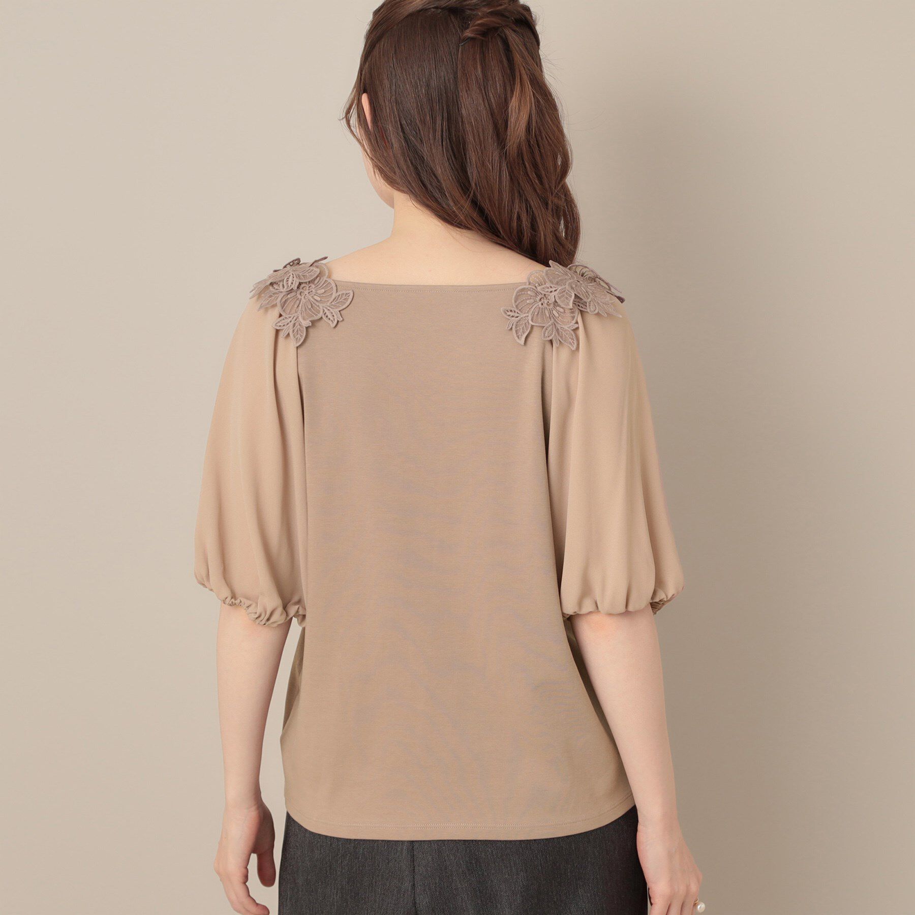 Couture broach「【マシンウォッシャブル・UVケア・接触冷感】ラグランレースドッキングカットソー」|Tシャツ・カットソー|