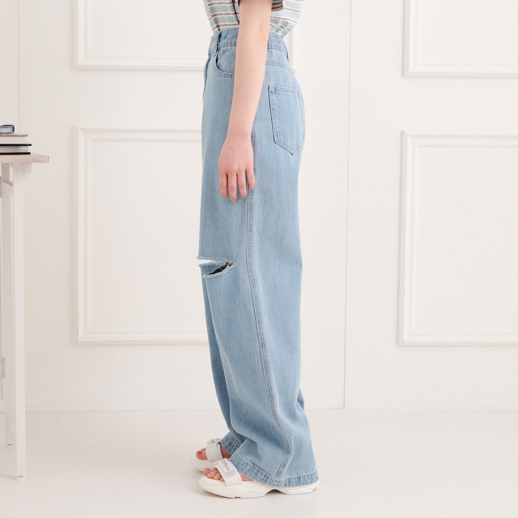 PINK-latte「膝ダメージデニムパンツ」|その他|