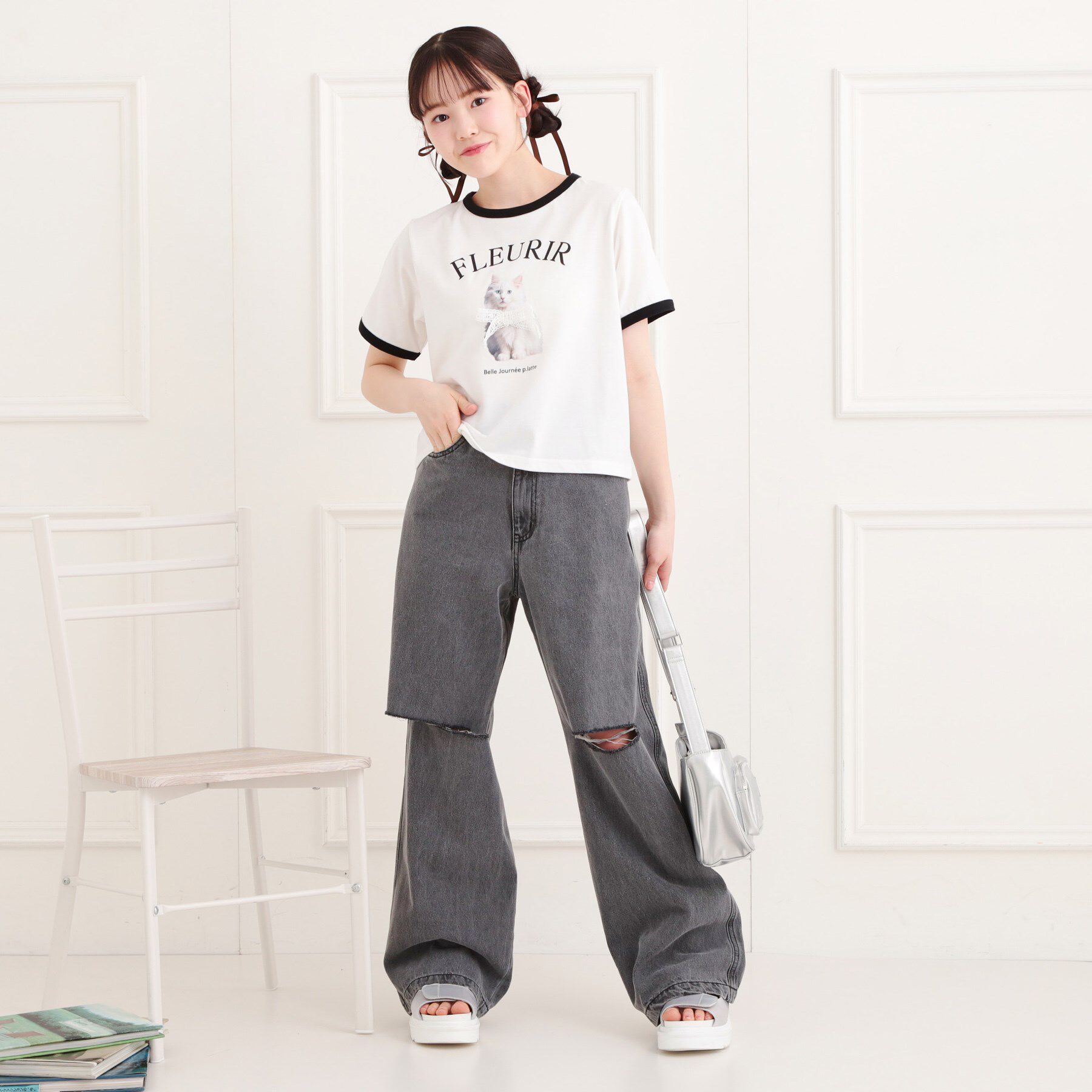 PINK-latte「膝ダメージデニムパンツ」|その他|