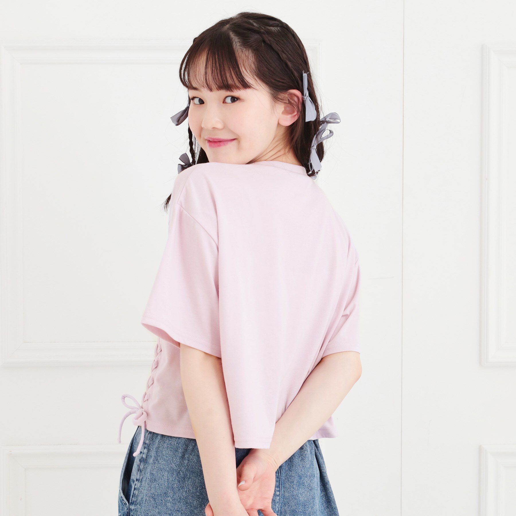 PINK-latte「レースアップTシャツ」|Tシャツ・カットソー|