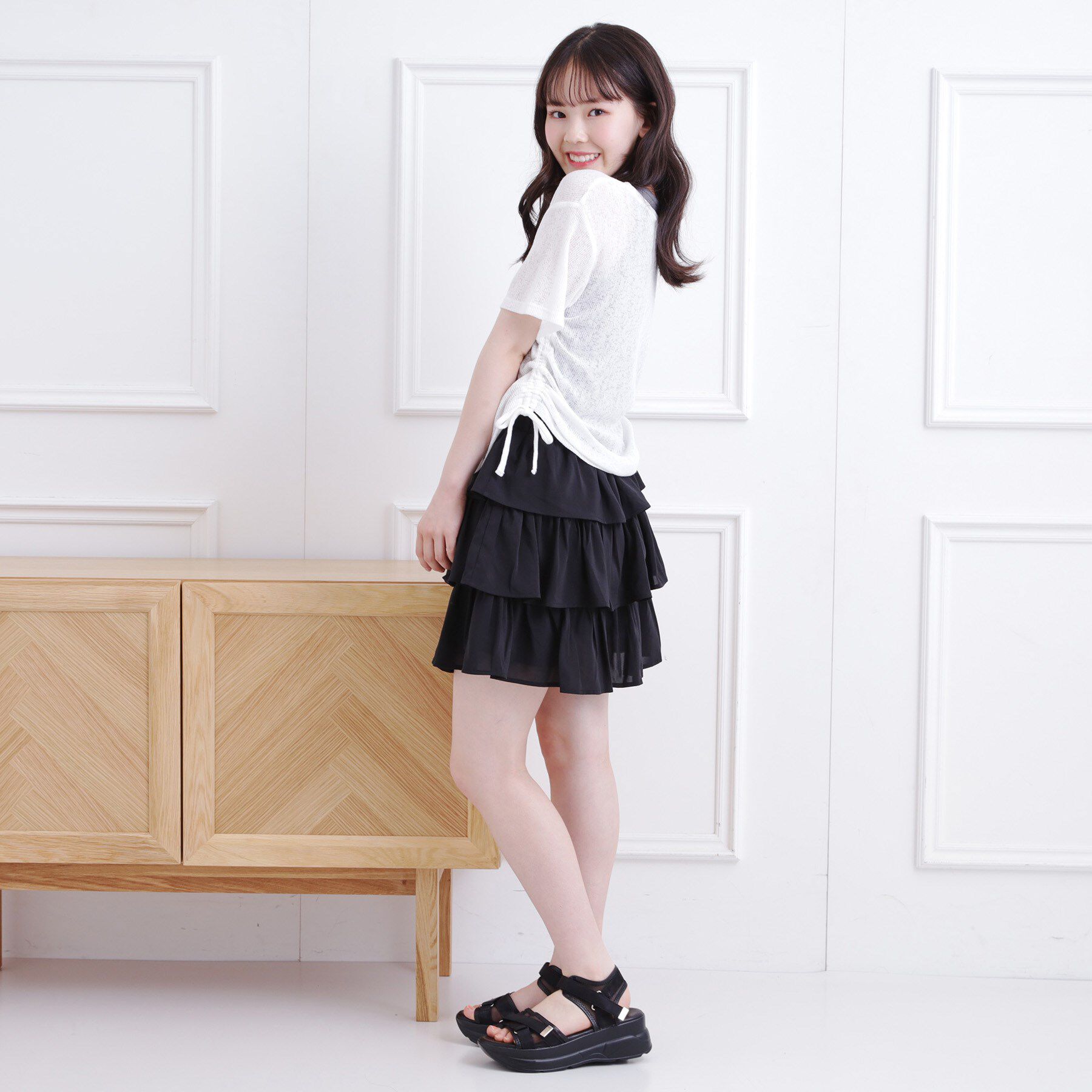 PINK-latte「3段フリルスカート」|スカート|