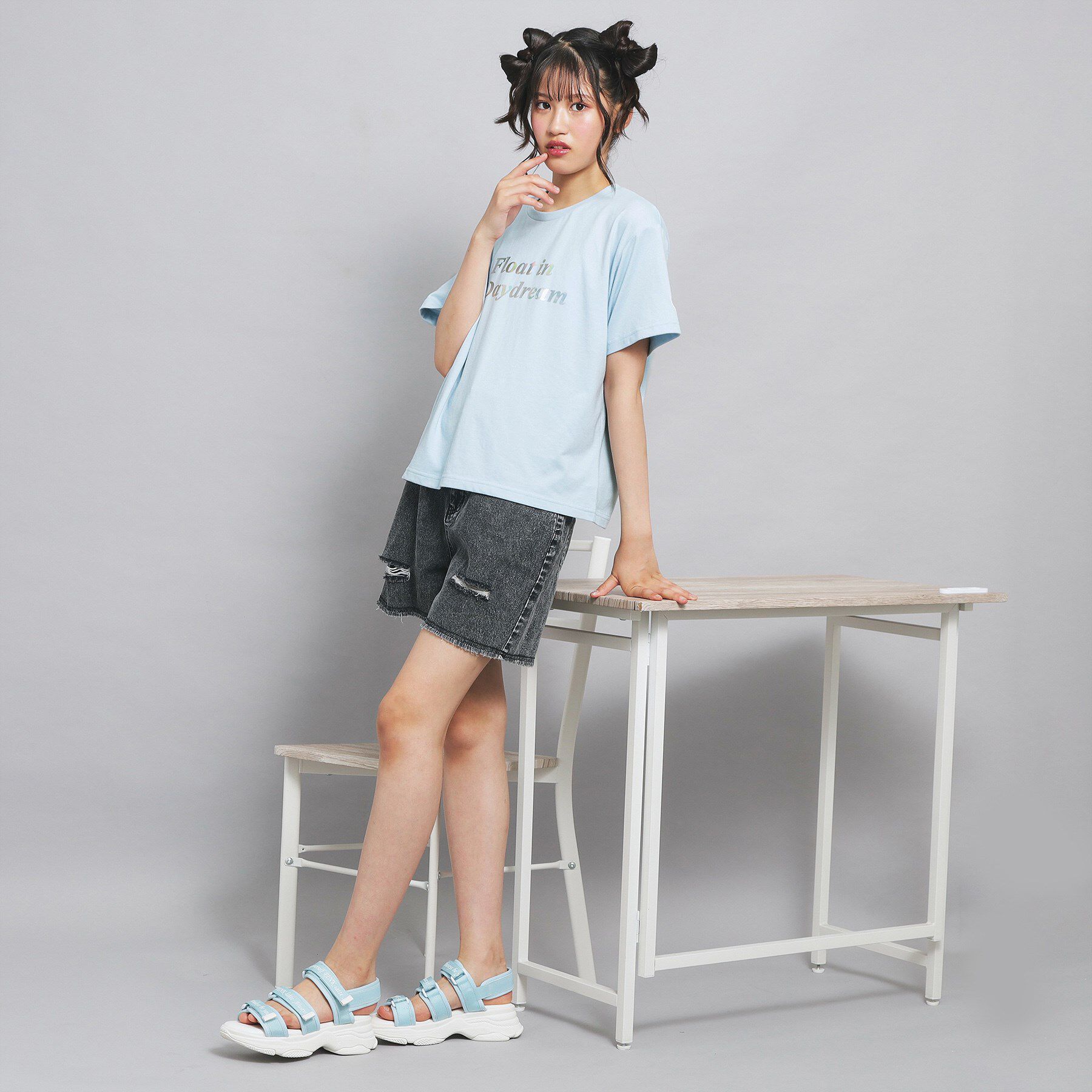 PINK-latte「オーロラプリントハートあきTシャツ」|Tシャツ・カットソー|