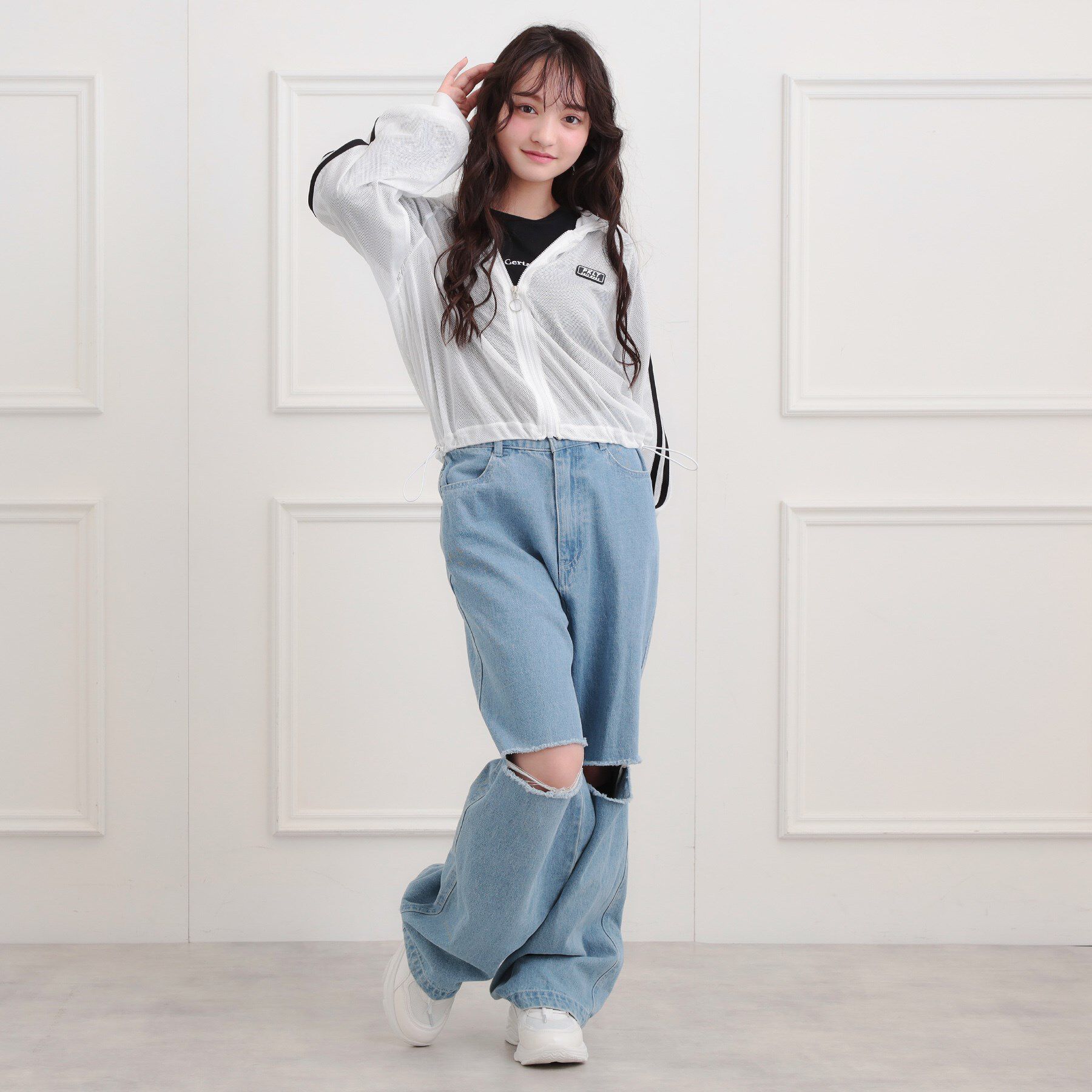 PINK-latte「メッシュラインジップパーカ」|パーカー|