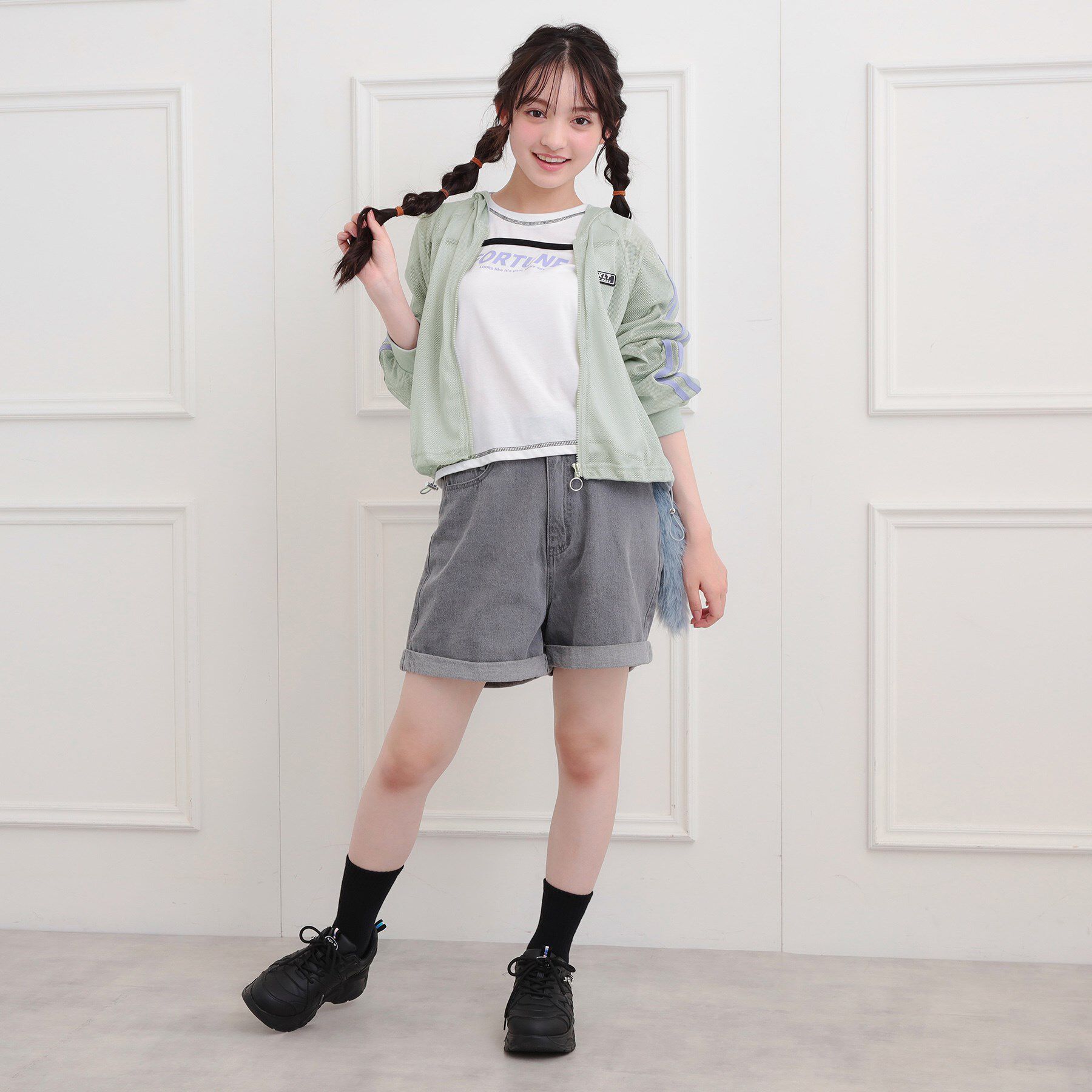 PINK-latte「メッシュラインジップパーカ」|パーカー|