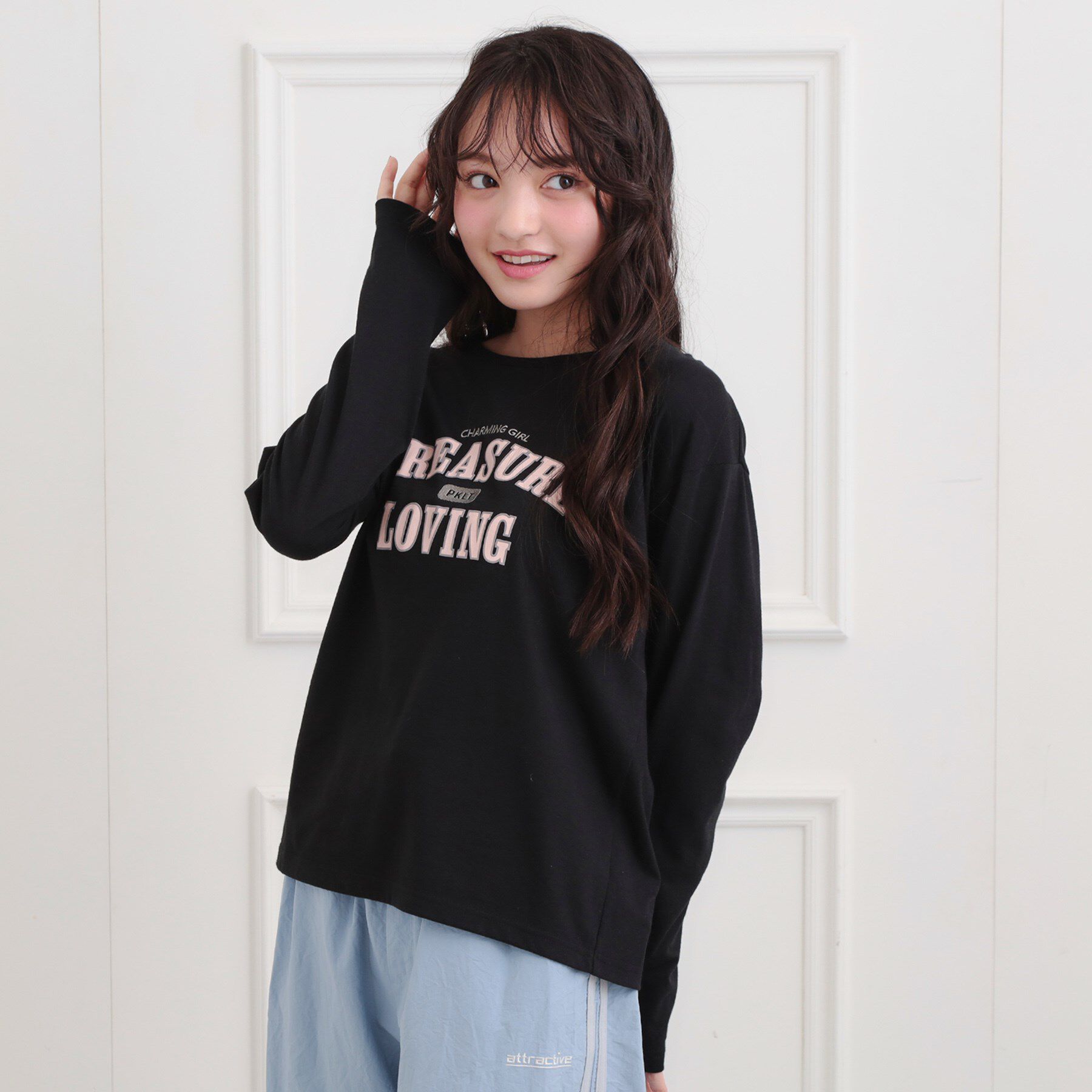 PINK-latte「【プチプラ】カレッジロンT」|Tシャツ・カットソー|